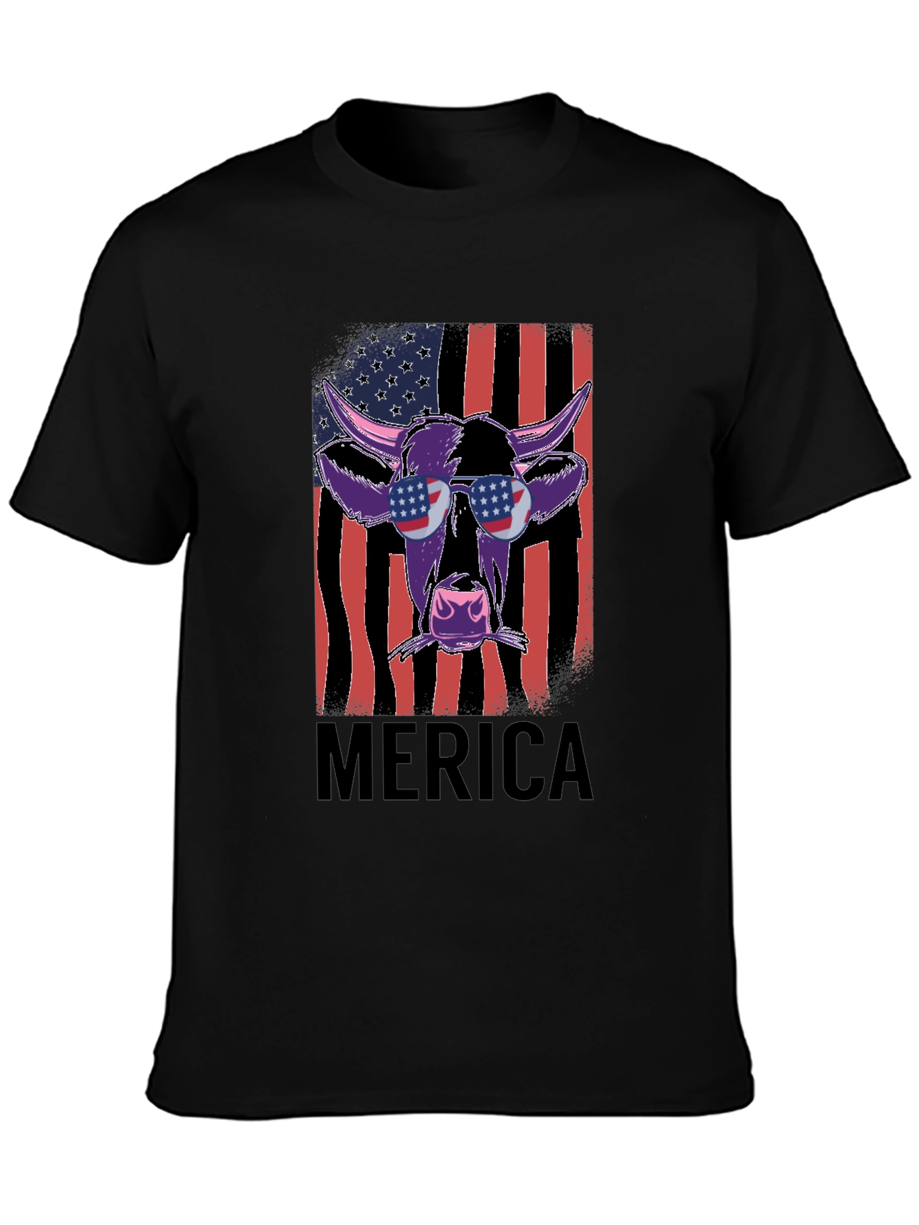 Patriotic Cow Graphic Tee - Merica Style