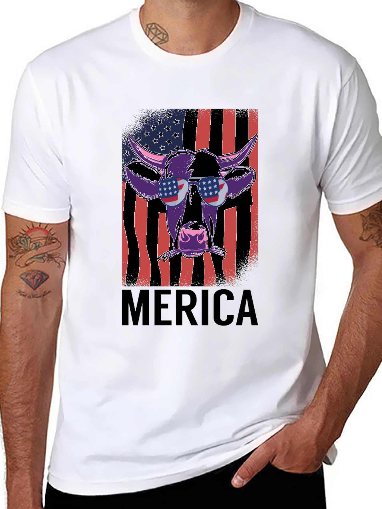Patriotic Cow Graphic Tee - Merica Style