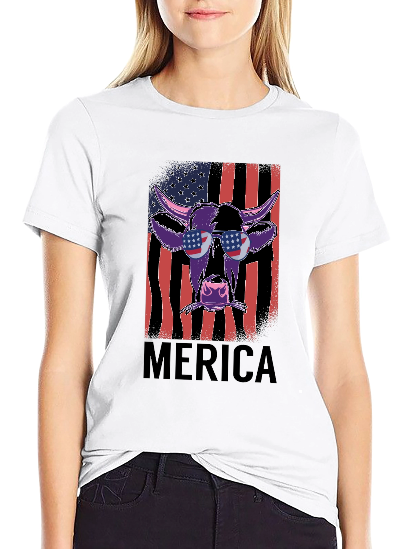 Patriotic Cow Graphic Tee - Merica Style
