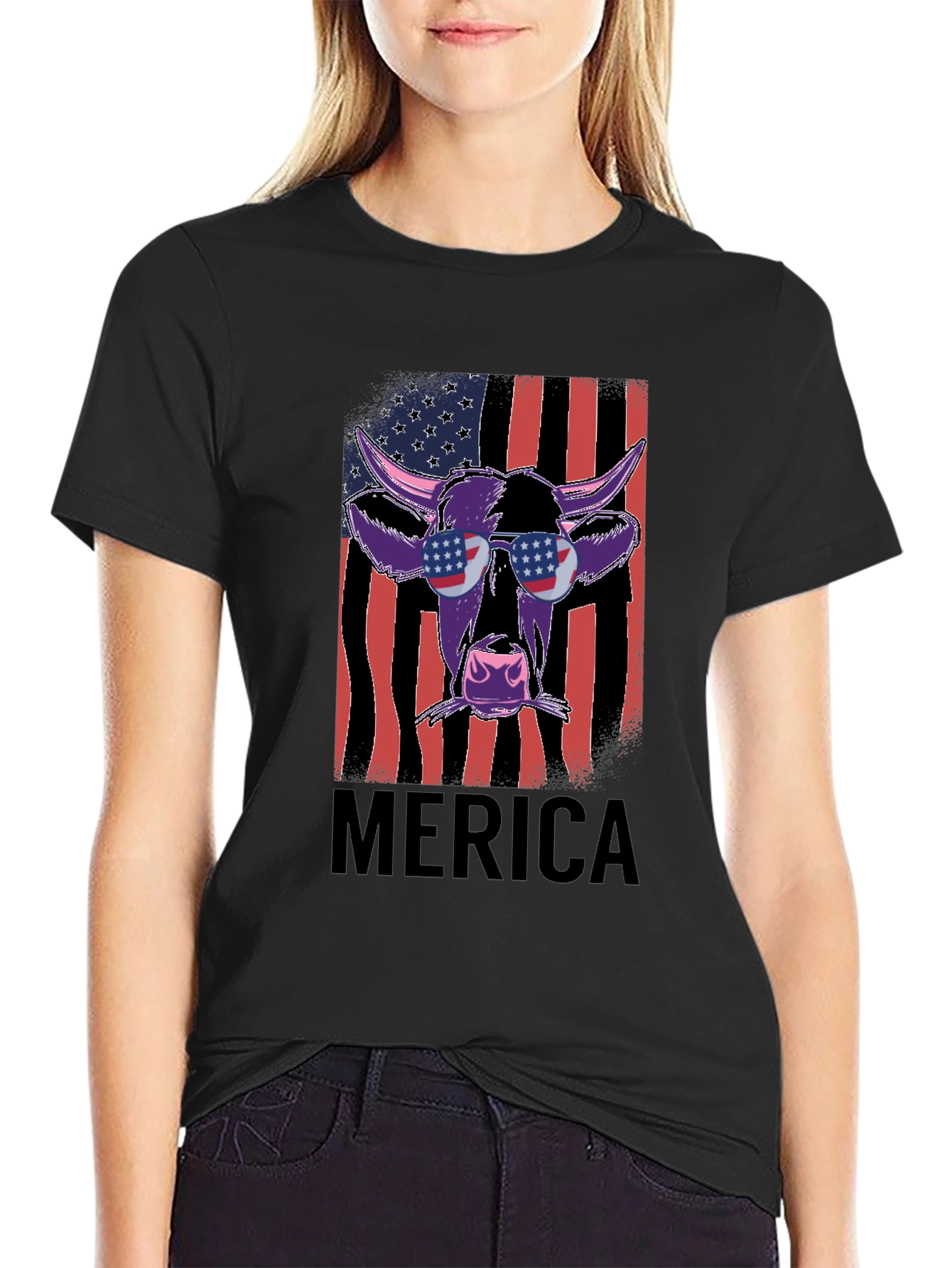 Patriotic Cow Graphic Tee - Merica Style
