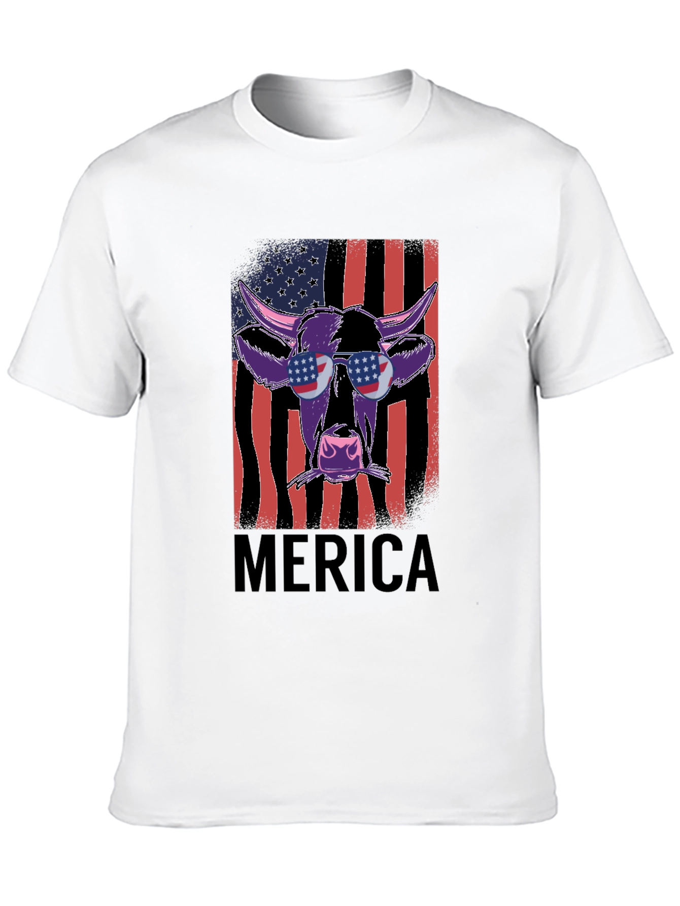 Patriotic Cow Graphic Tee - Merica Style