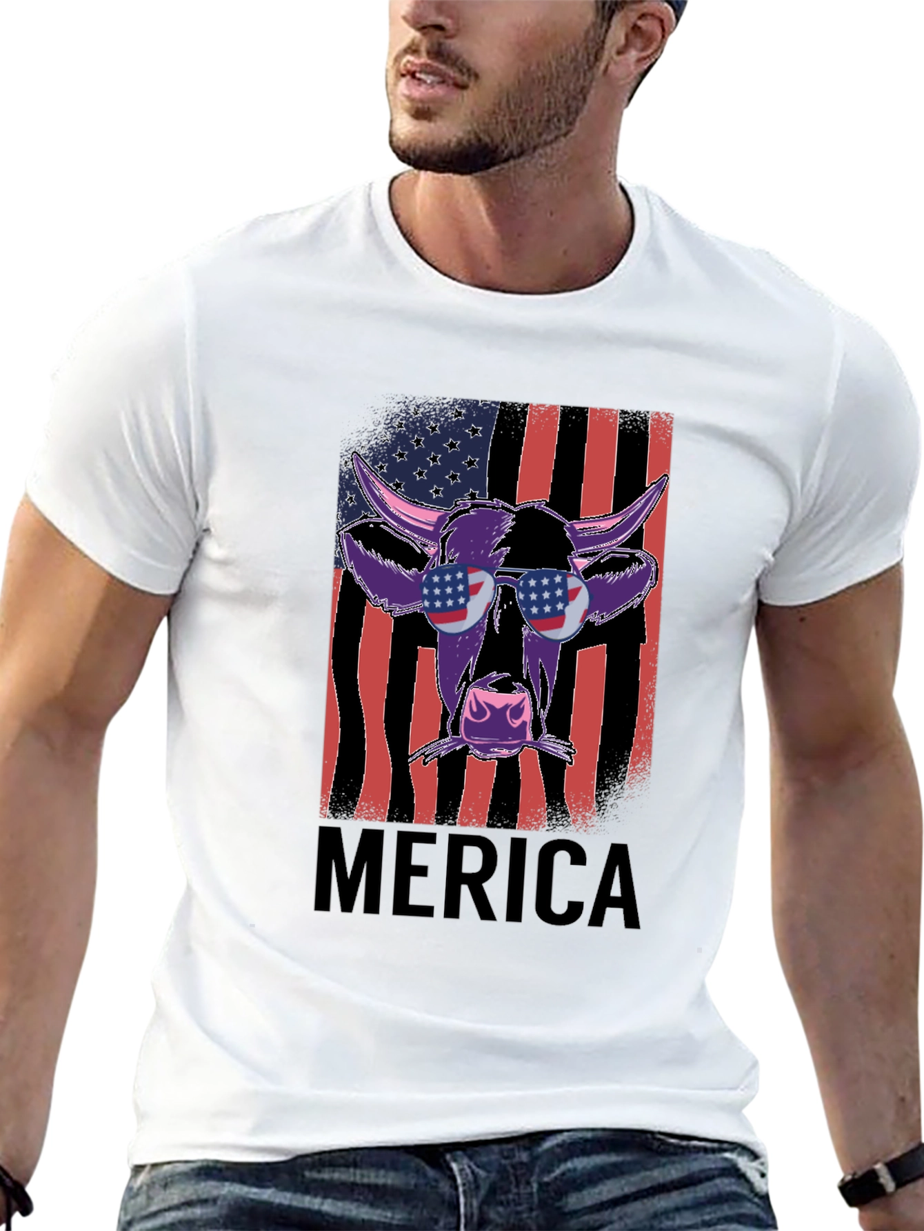 Patriotic Cow Graphic Tee - Merica Style