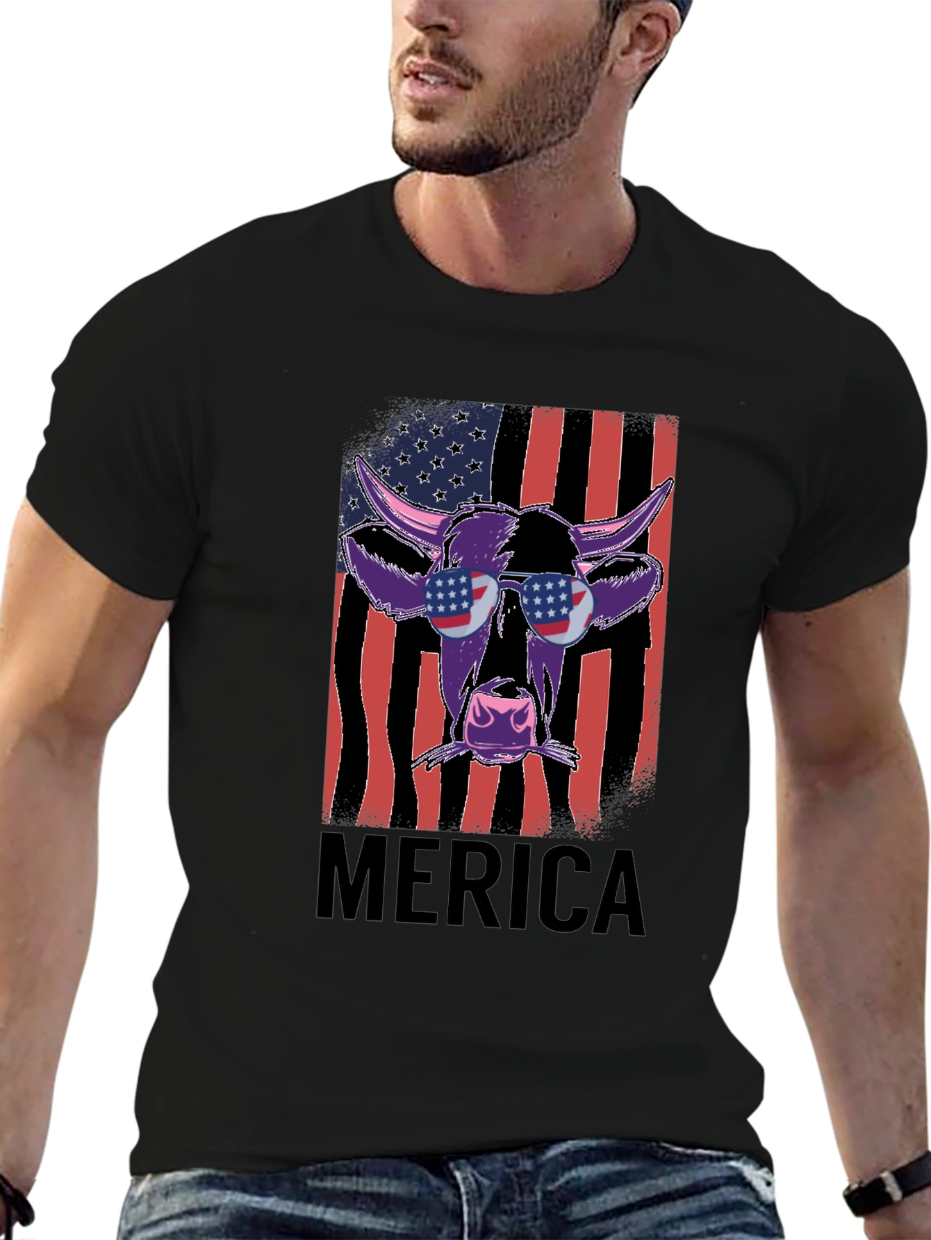 Patriotic Cow Graphic Tee - Merica Style