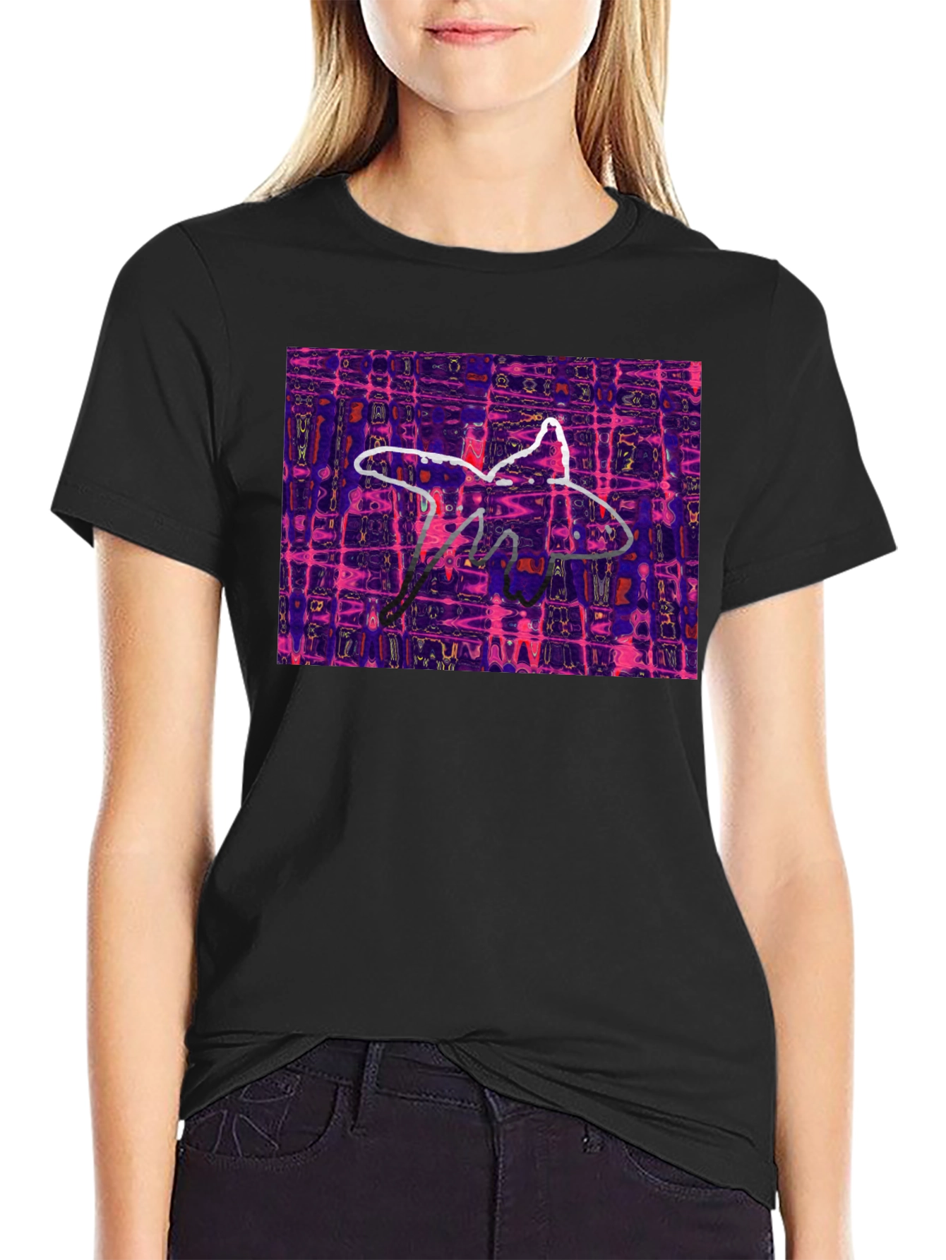 Abstract Starfish Graphic Black T-Shirt