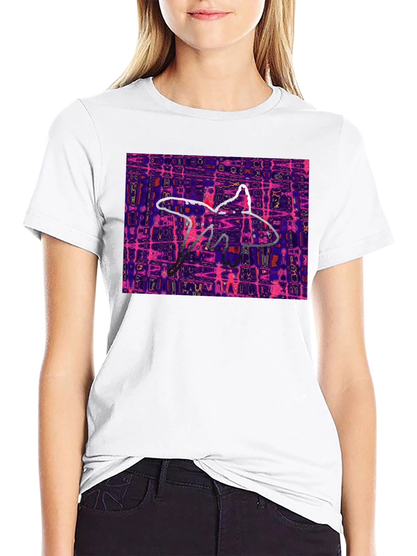 Abstract Starfish Graphic Black T-Shirt
