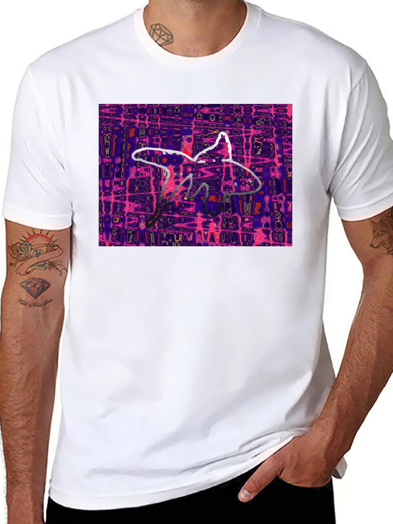 Abstract Starfish Graphic Black T-Shirt