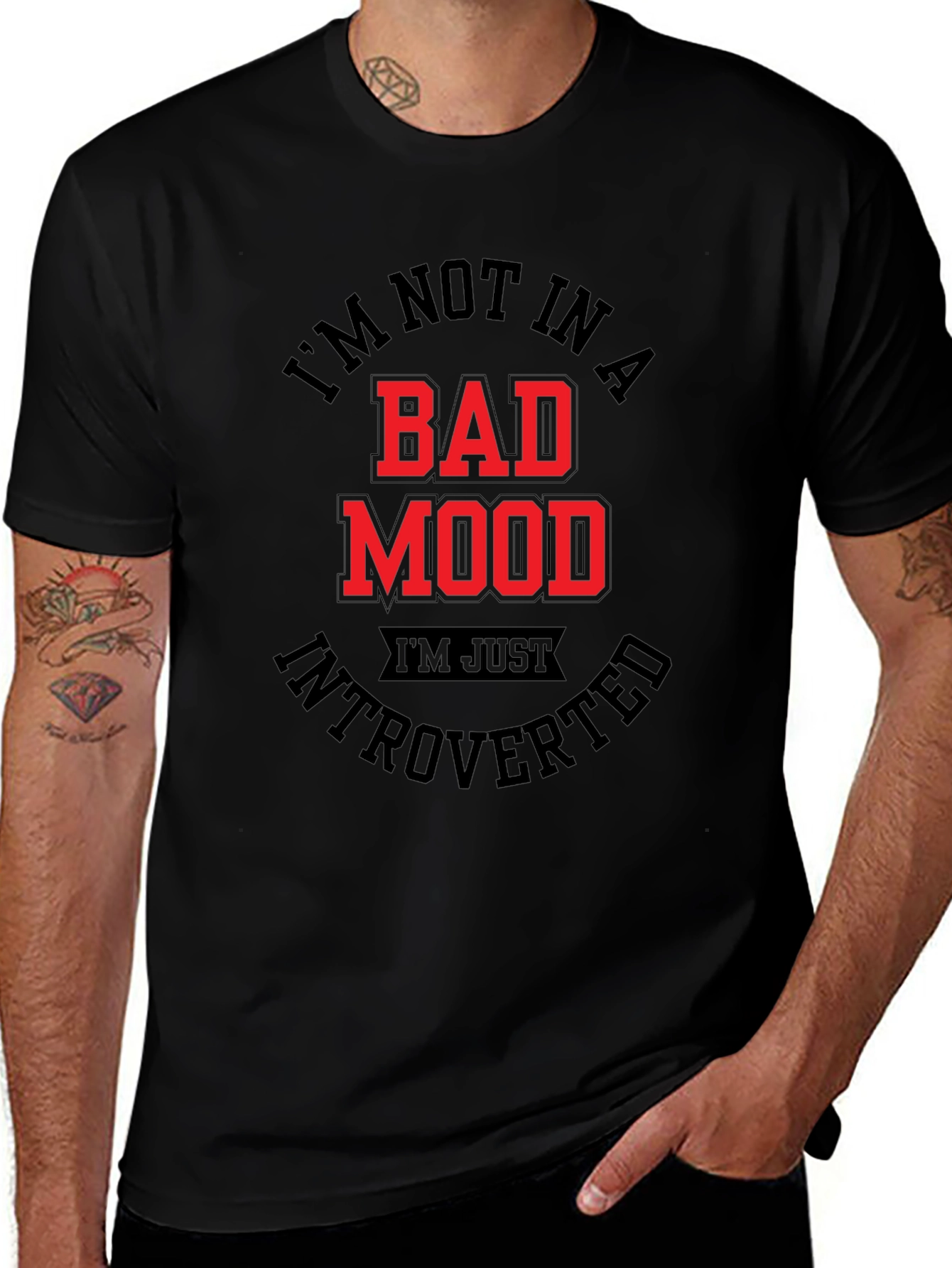 Introverted Mood T-Shirt - Black Graphic Tee