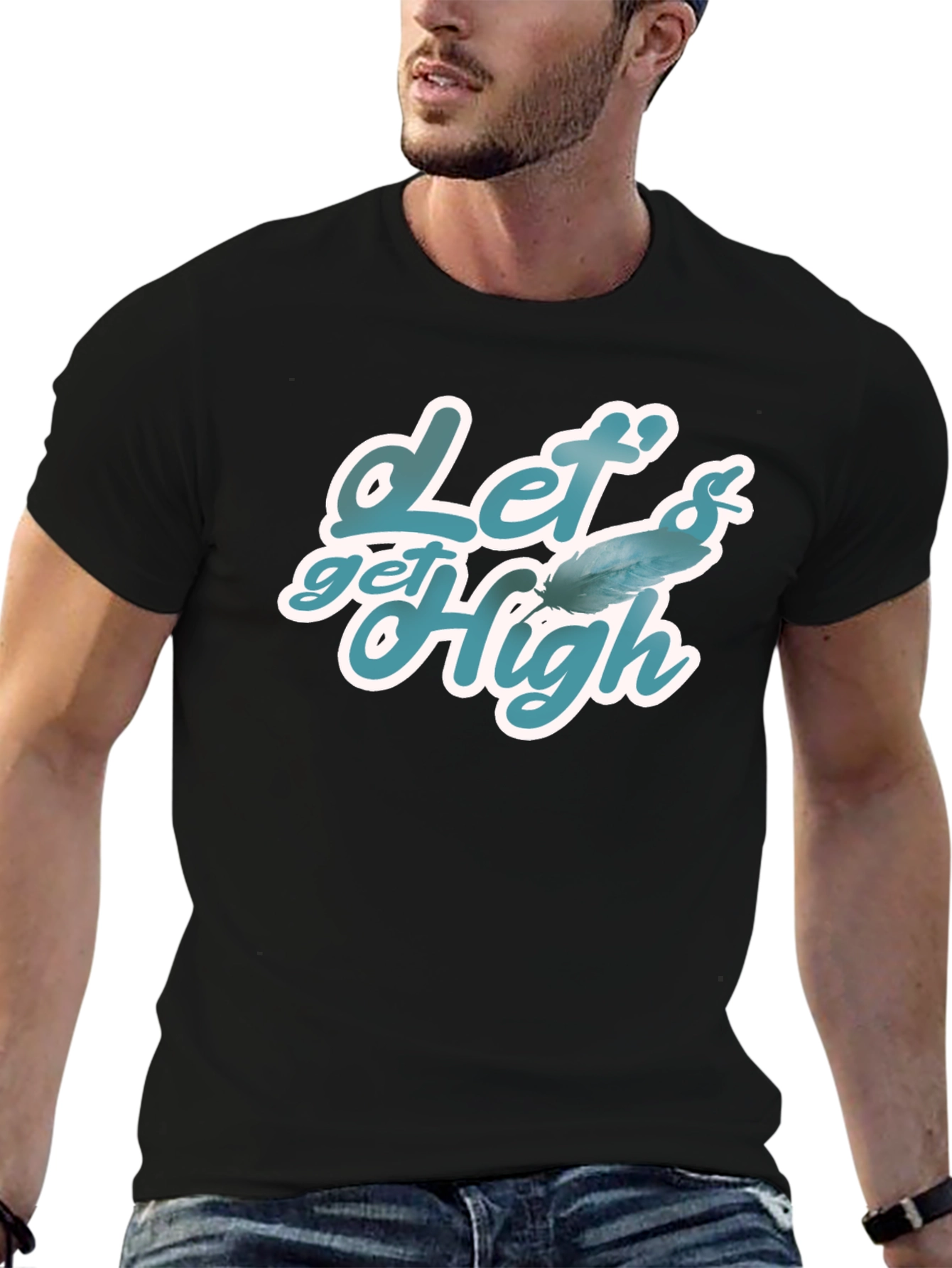 Lets Get High Feather Graphic T-Shirt