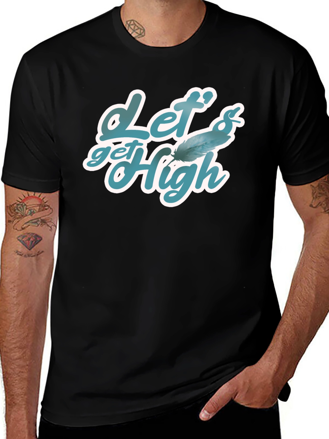 Lets Get High Feather Graphic T-Shirt