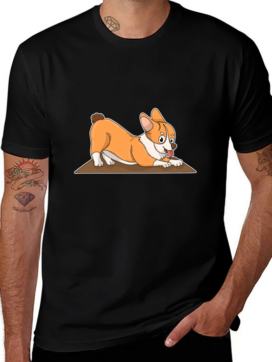 Corgi Cartoon T-Shirt - Black