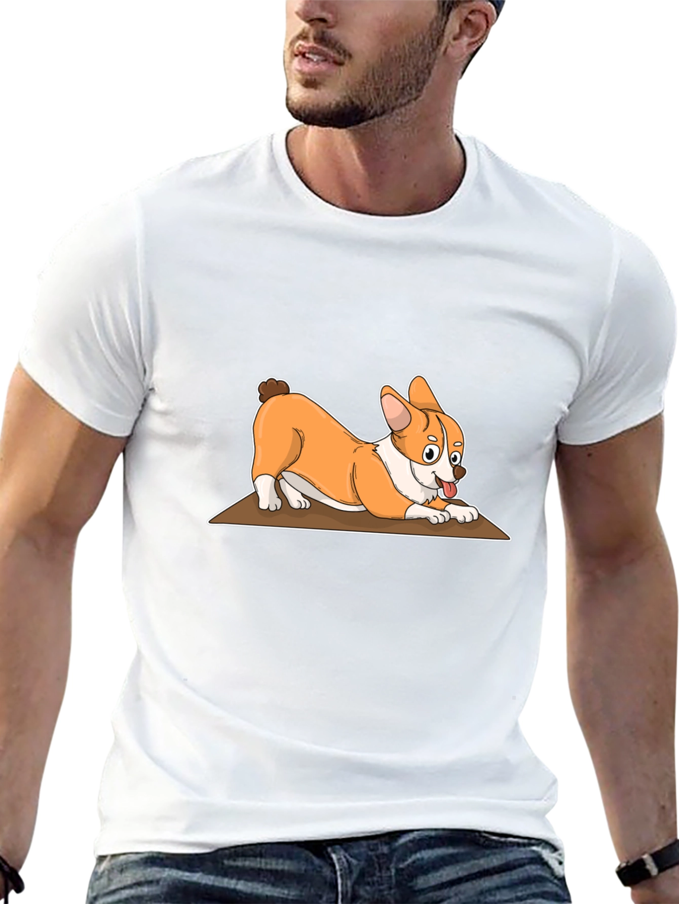 Corgi Cartoon T-Shirt - Black