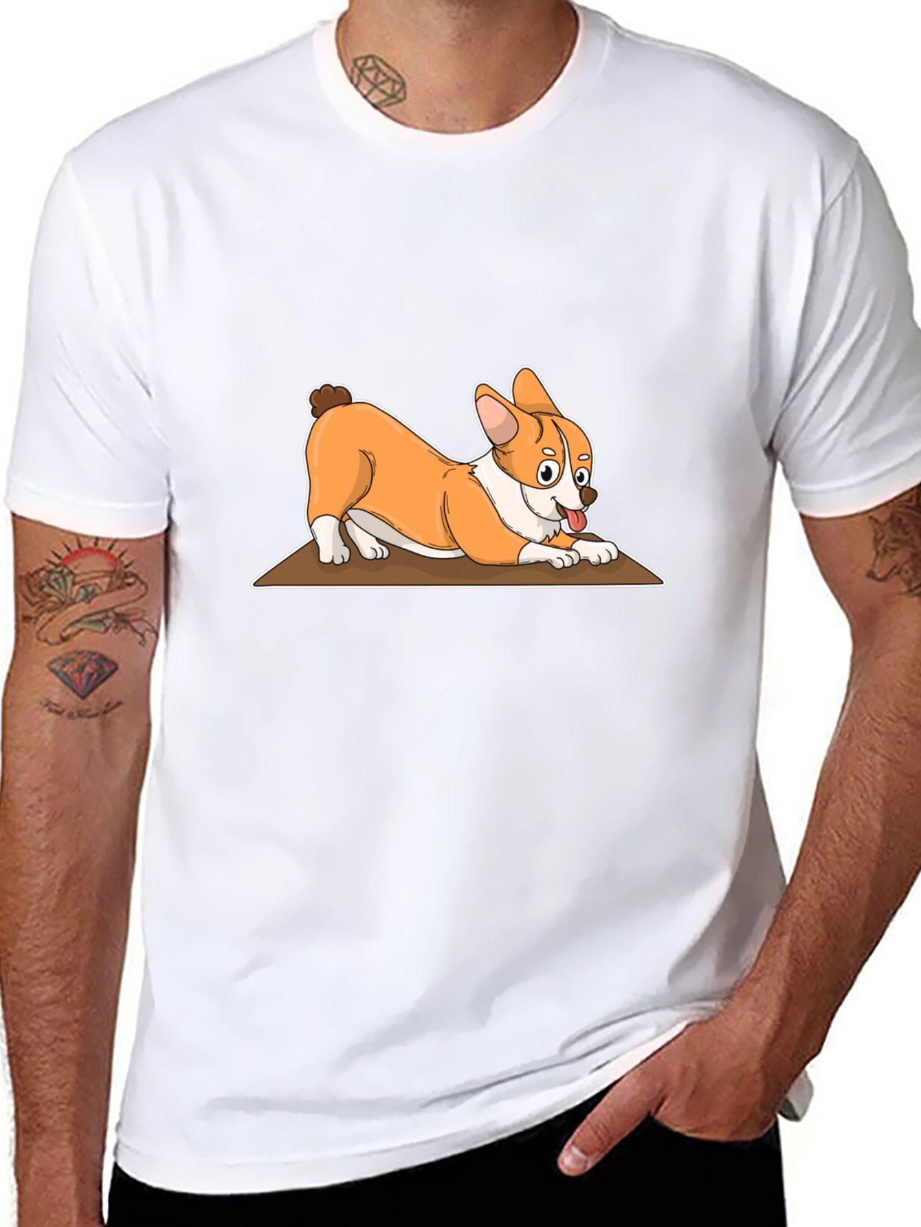 Corgi Cartoon T-Shirt - Black