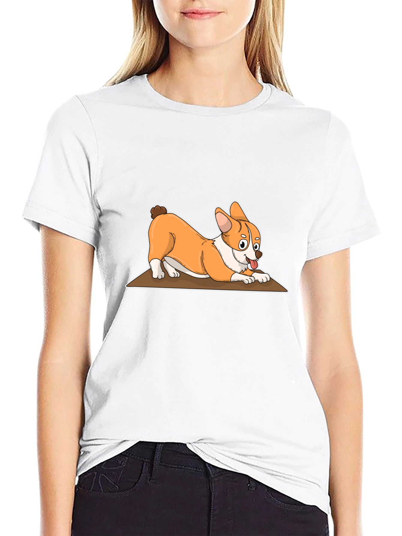Corgi Cartoon T-Shirt - Black
