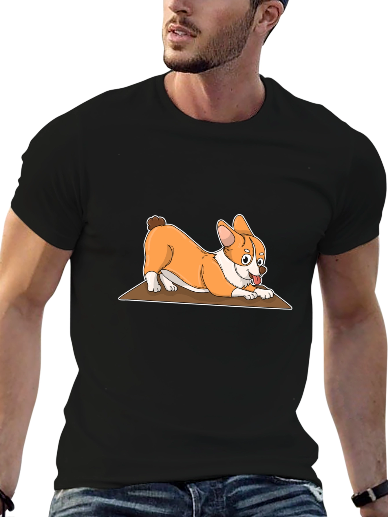Corgi Cartoon T-Shirt - Black