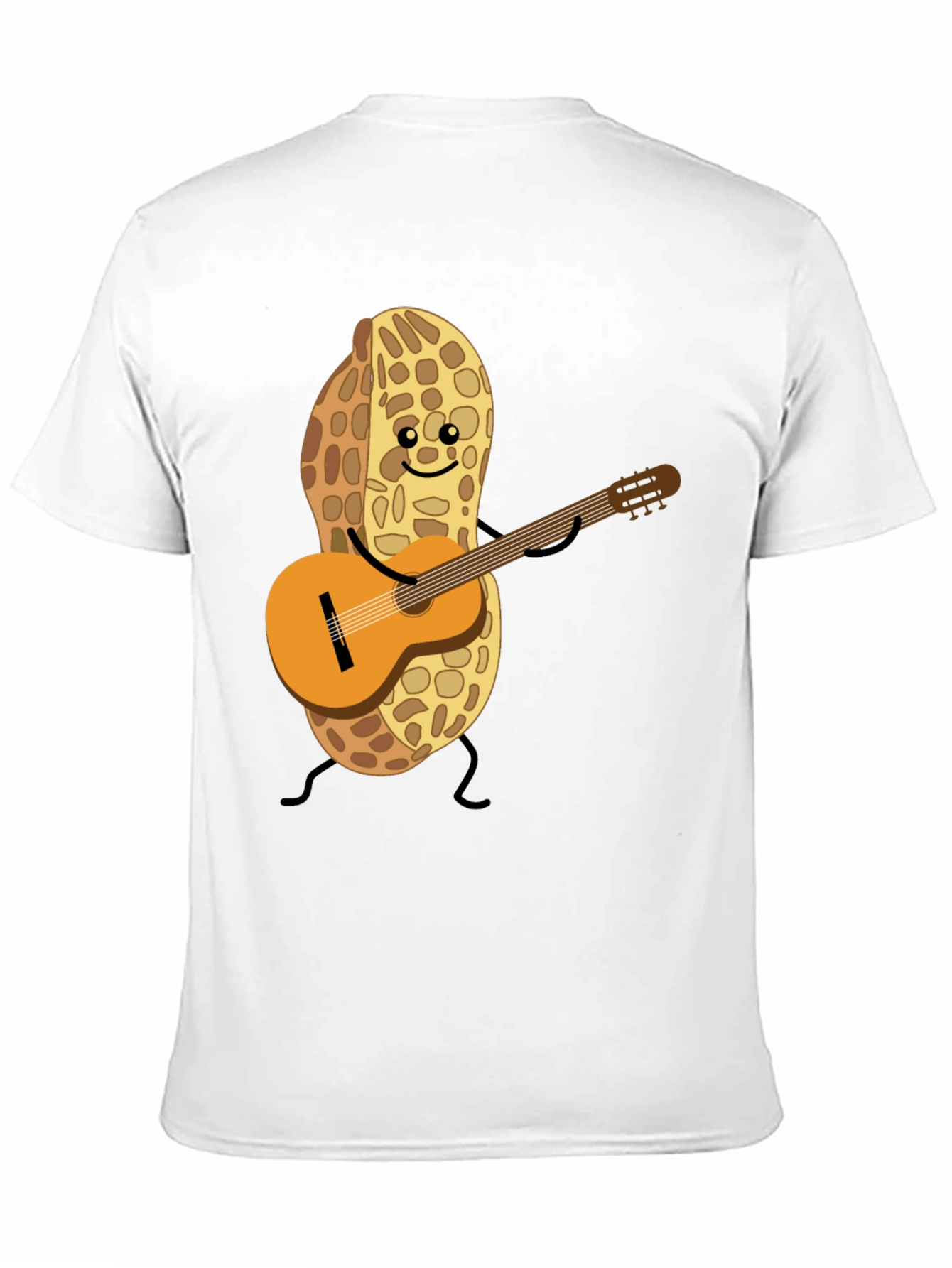 Playful Peanut Guitarist Graphic Tee - Black Cotton Shirt