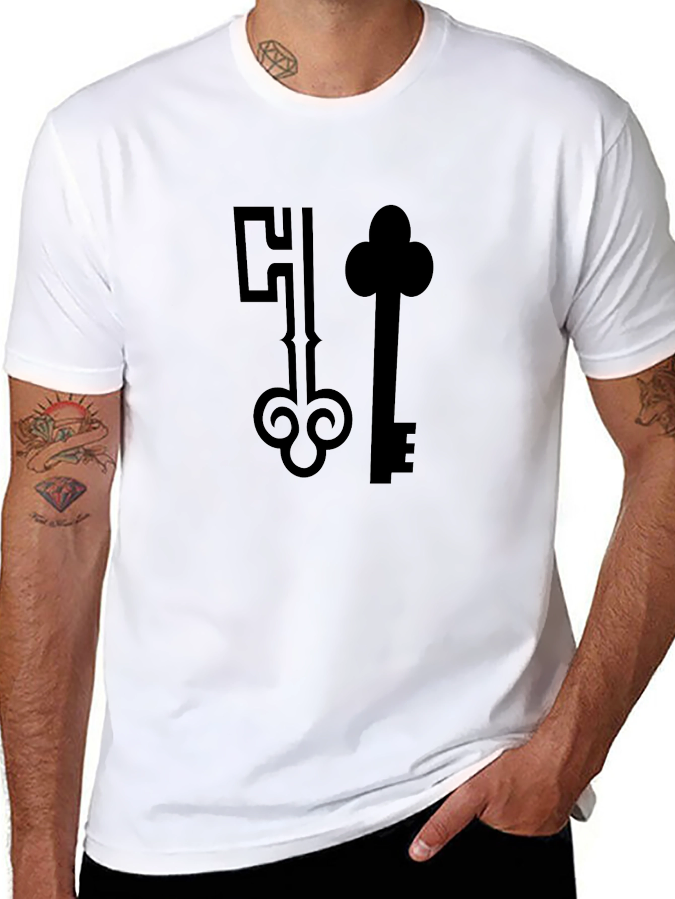 Keys Graphic Black T-Shirt for Men