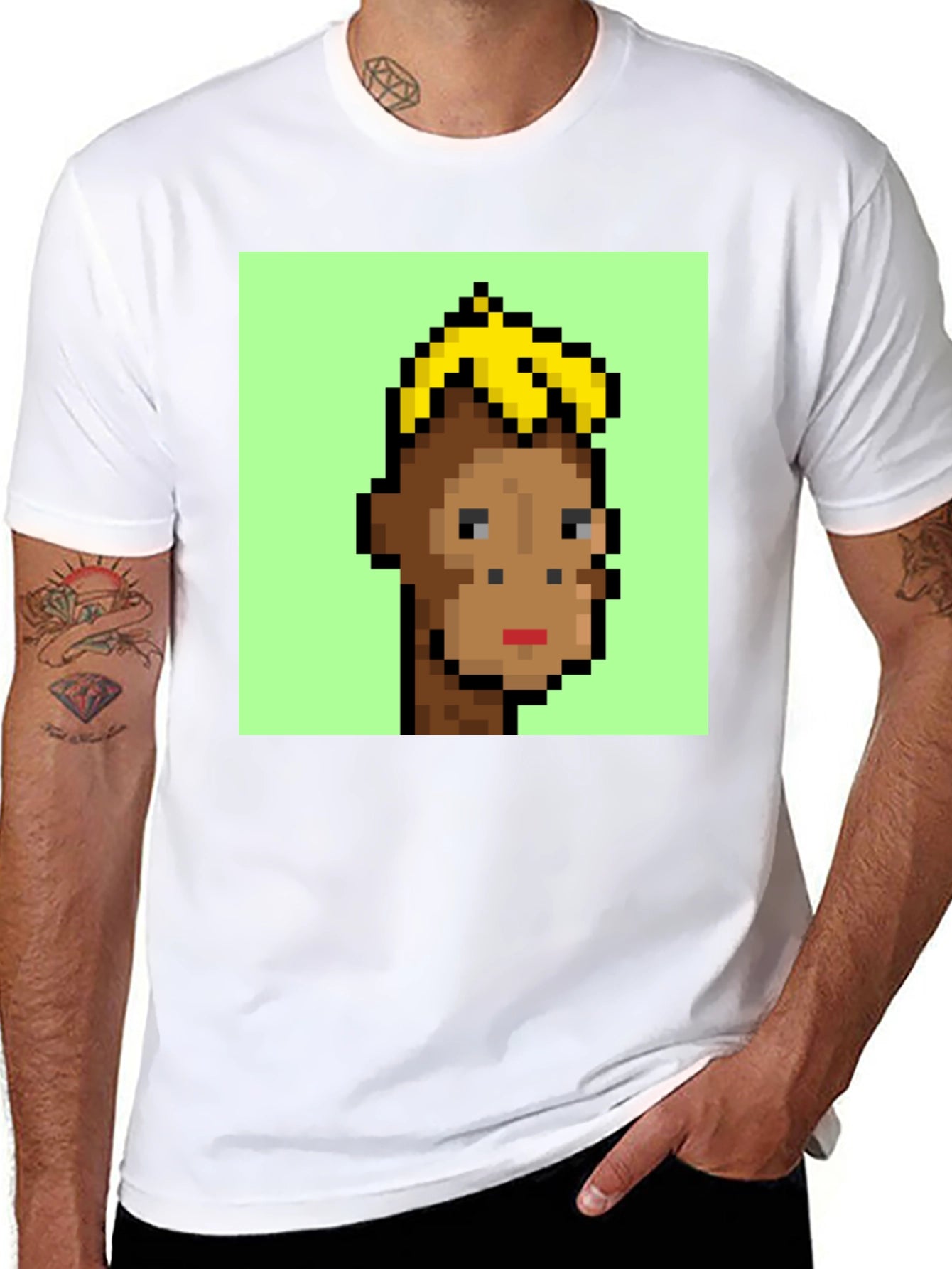 Pixelated Monkey Graphic Tee - Crypto Art Fashion