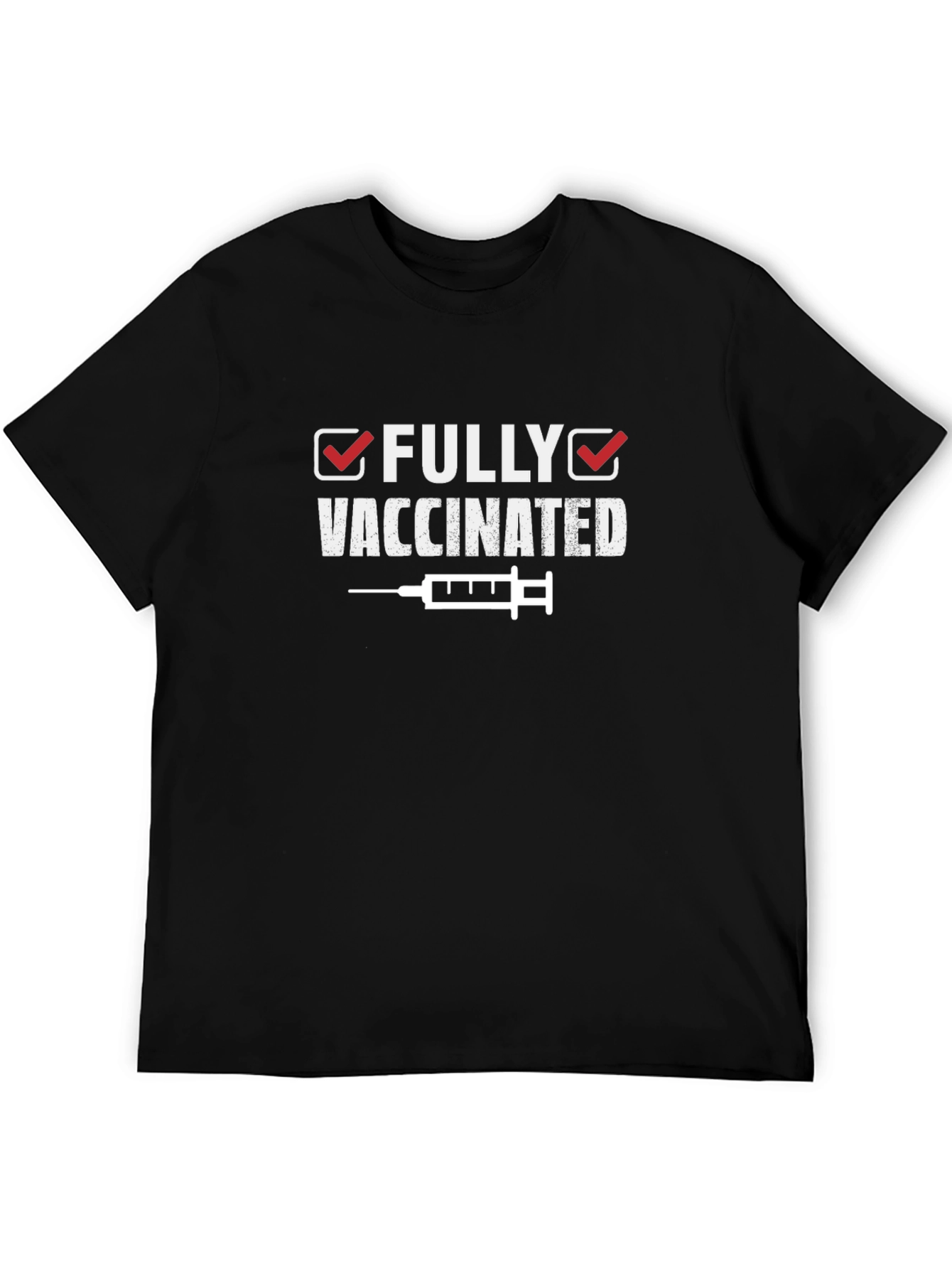 Fully Vaccinated Black Cotton Graphic T-Shirt