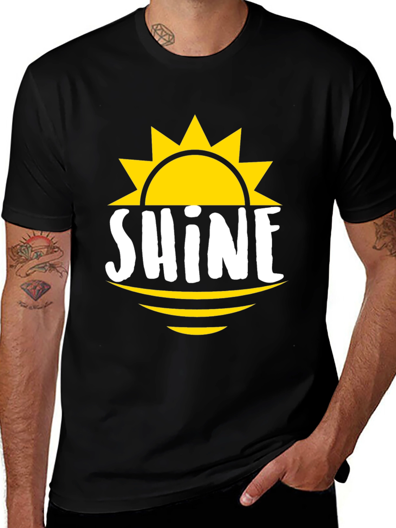 Shine Graphic Tee - Mens Black Cotton T-Shirt