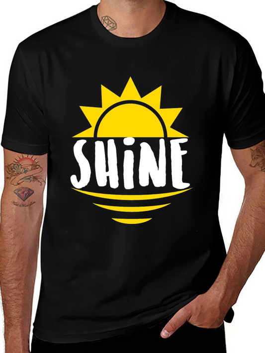 Shine Graphic Tee - Mens Black Cotton T-Shirt