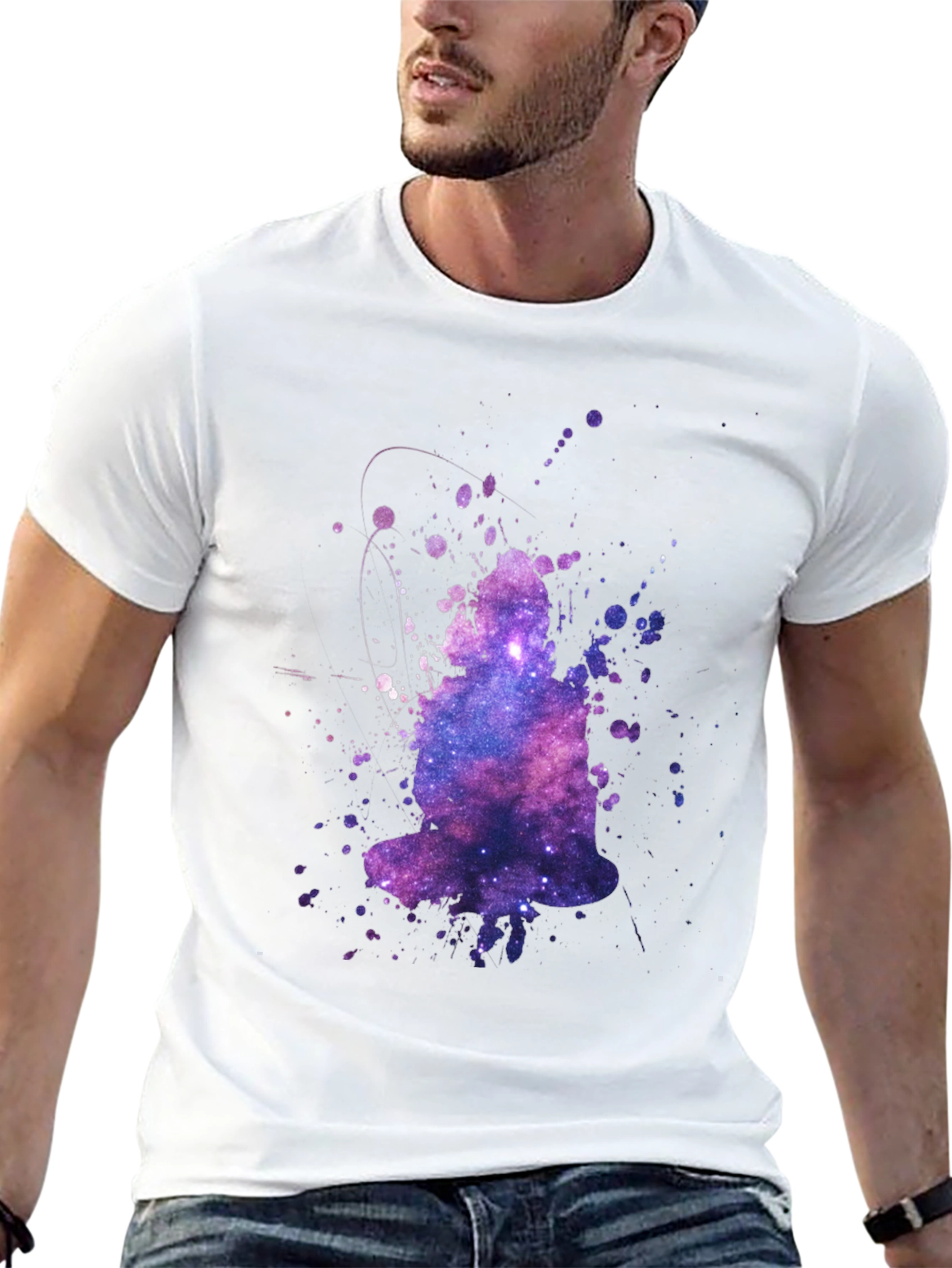 Galaxy Buddha Graphic T-Shirt - Trendy Crew Neck Tee