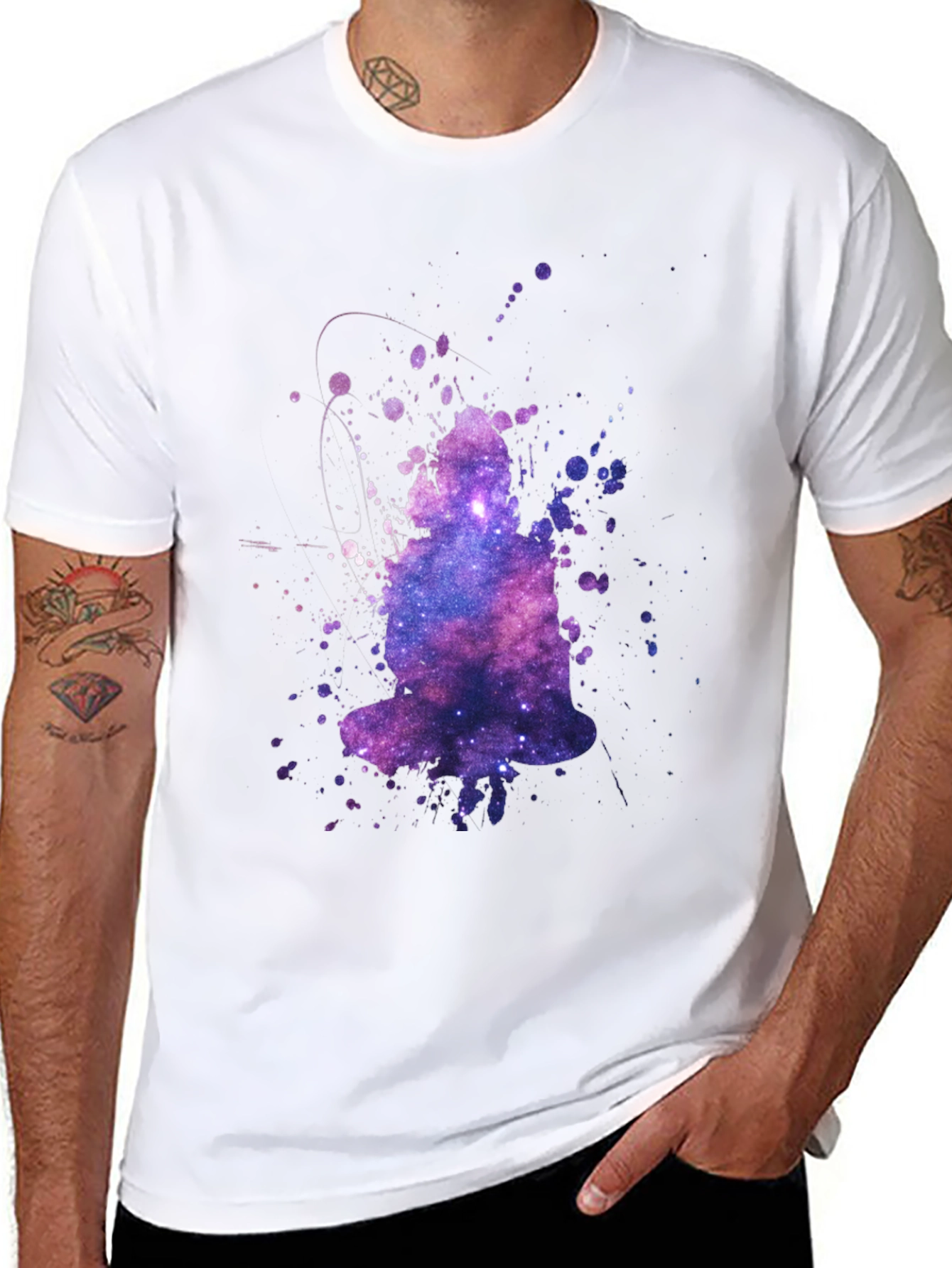 Galaxy Buddha Graphic T-Shirt - Trendy Crew Neck Tee