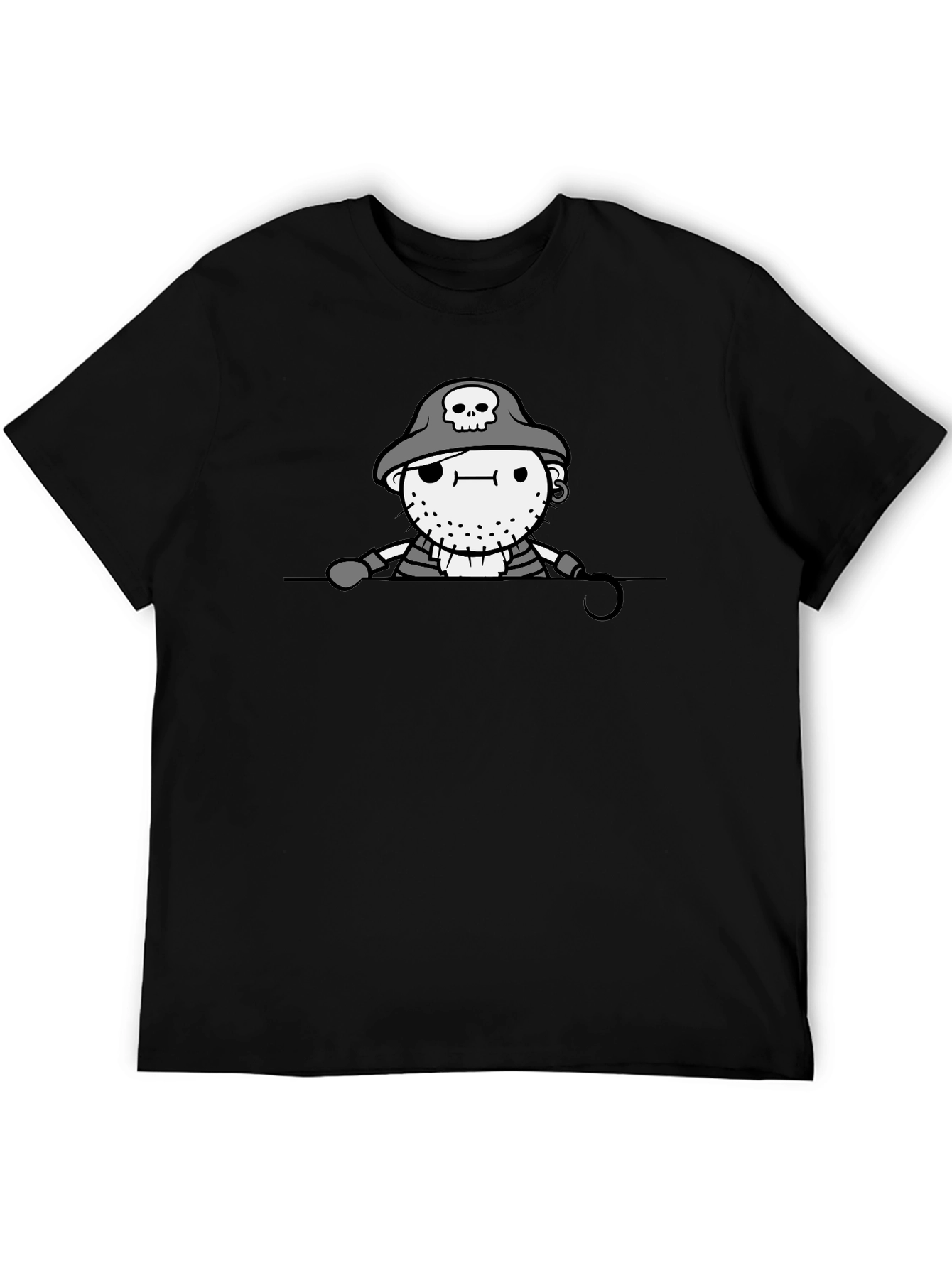 Pirate Graphic Print Black T-Shirt