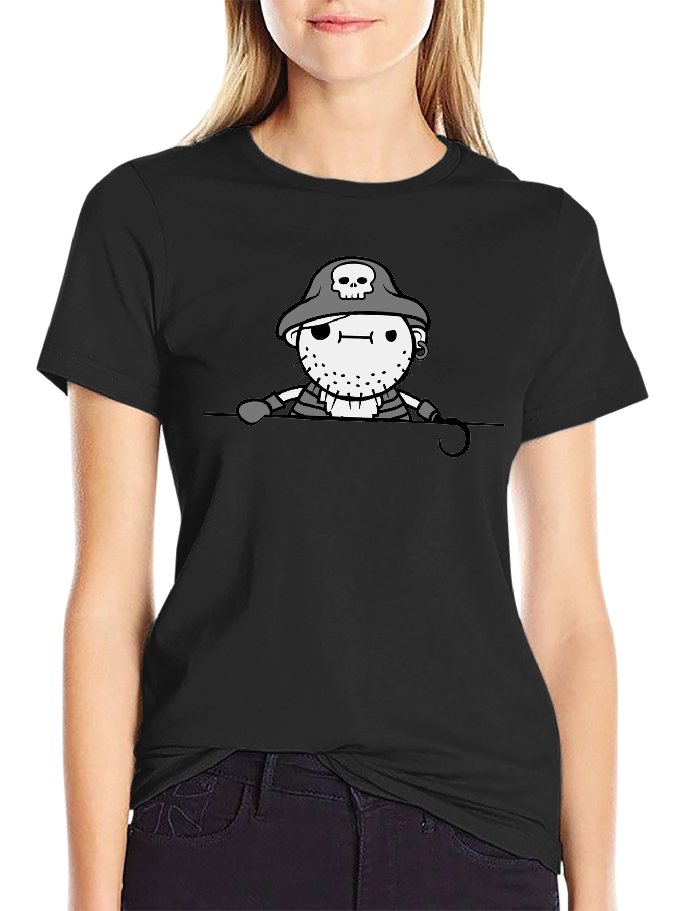 Pirate Graphic Print Black T-Shirt
