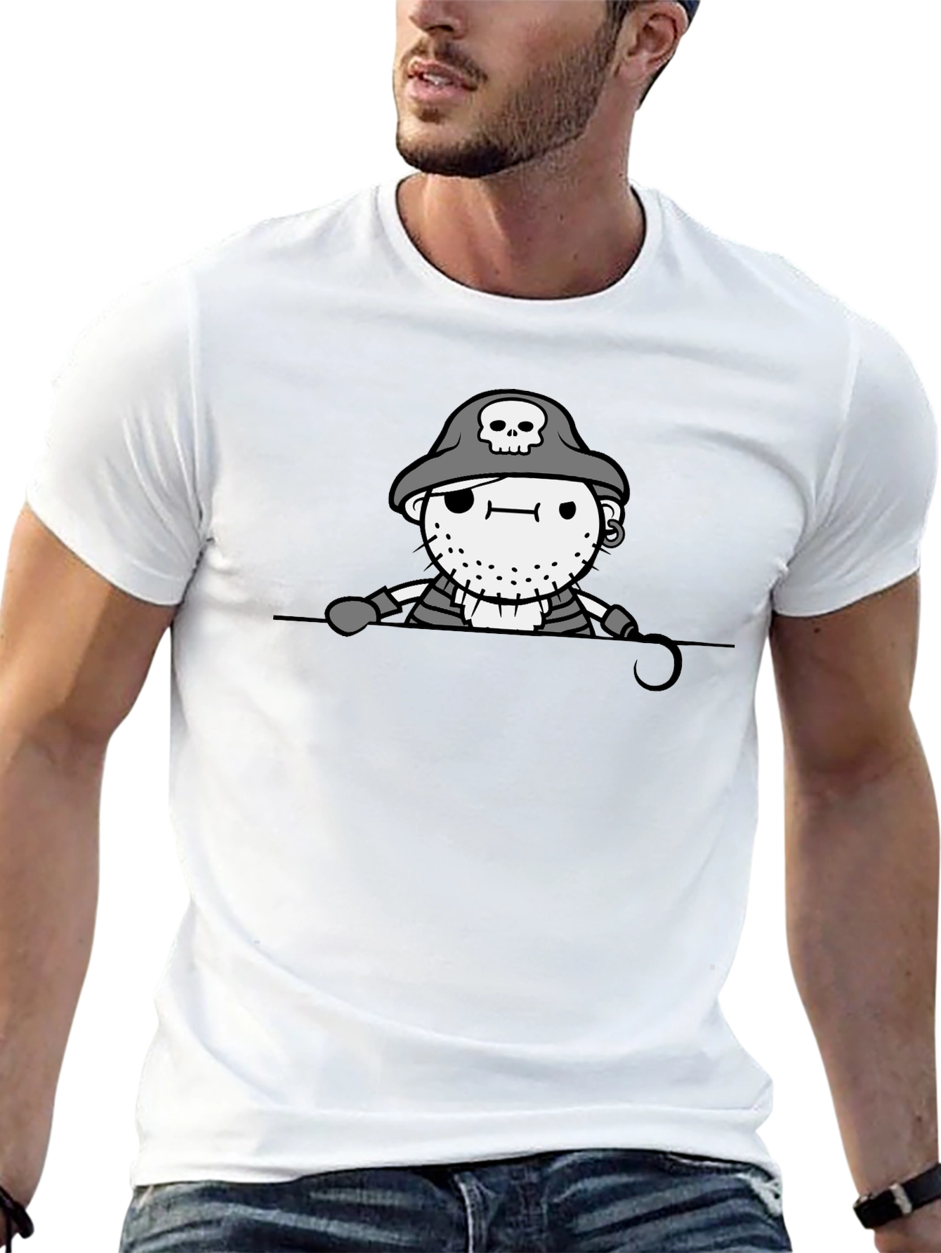 Pirate Graphic Print Black T-Shirt