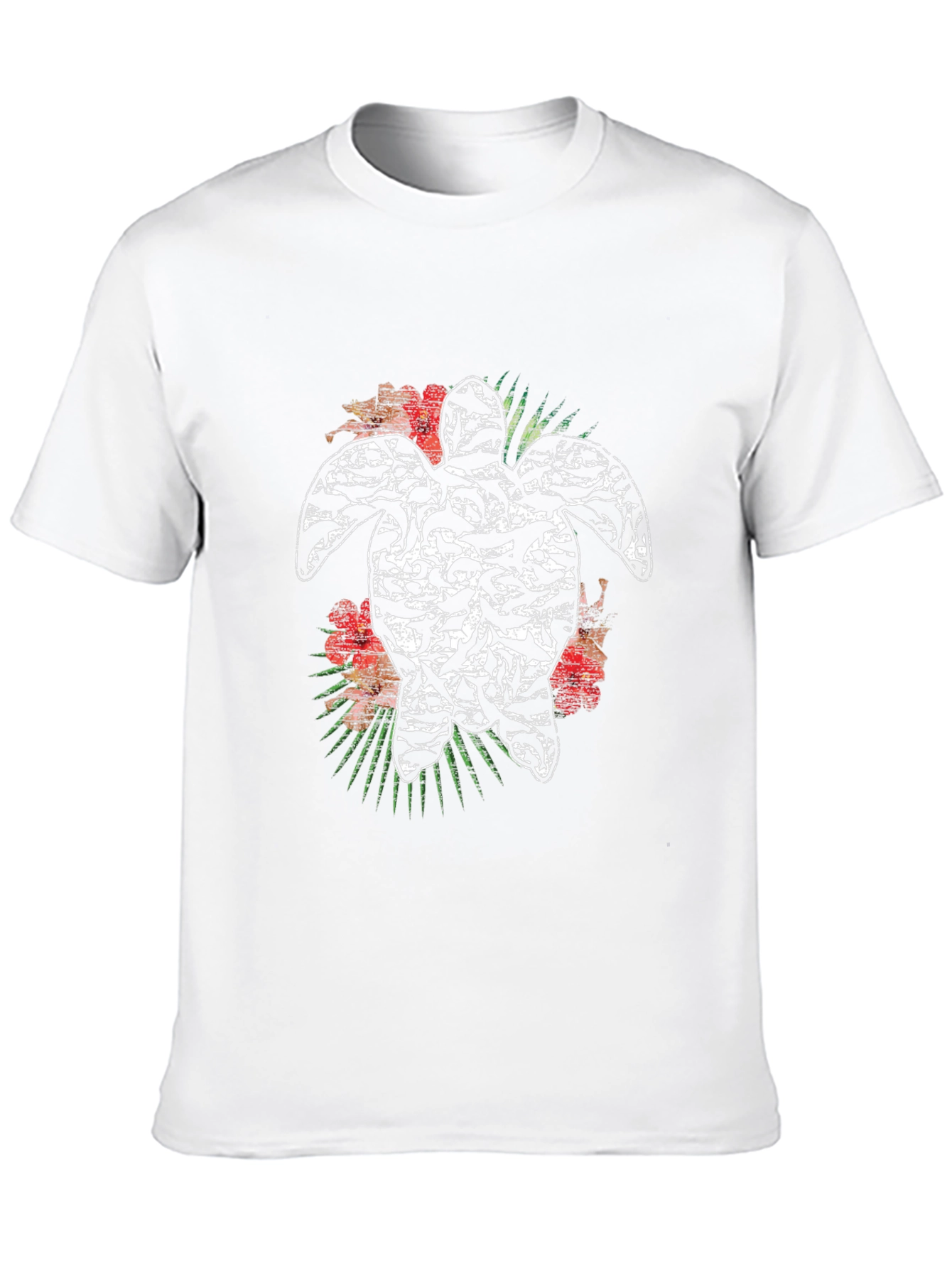 Turtle Hibiscus Mens Black Graphic Tee
