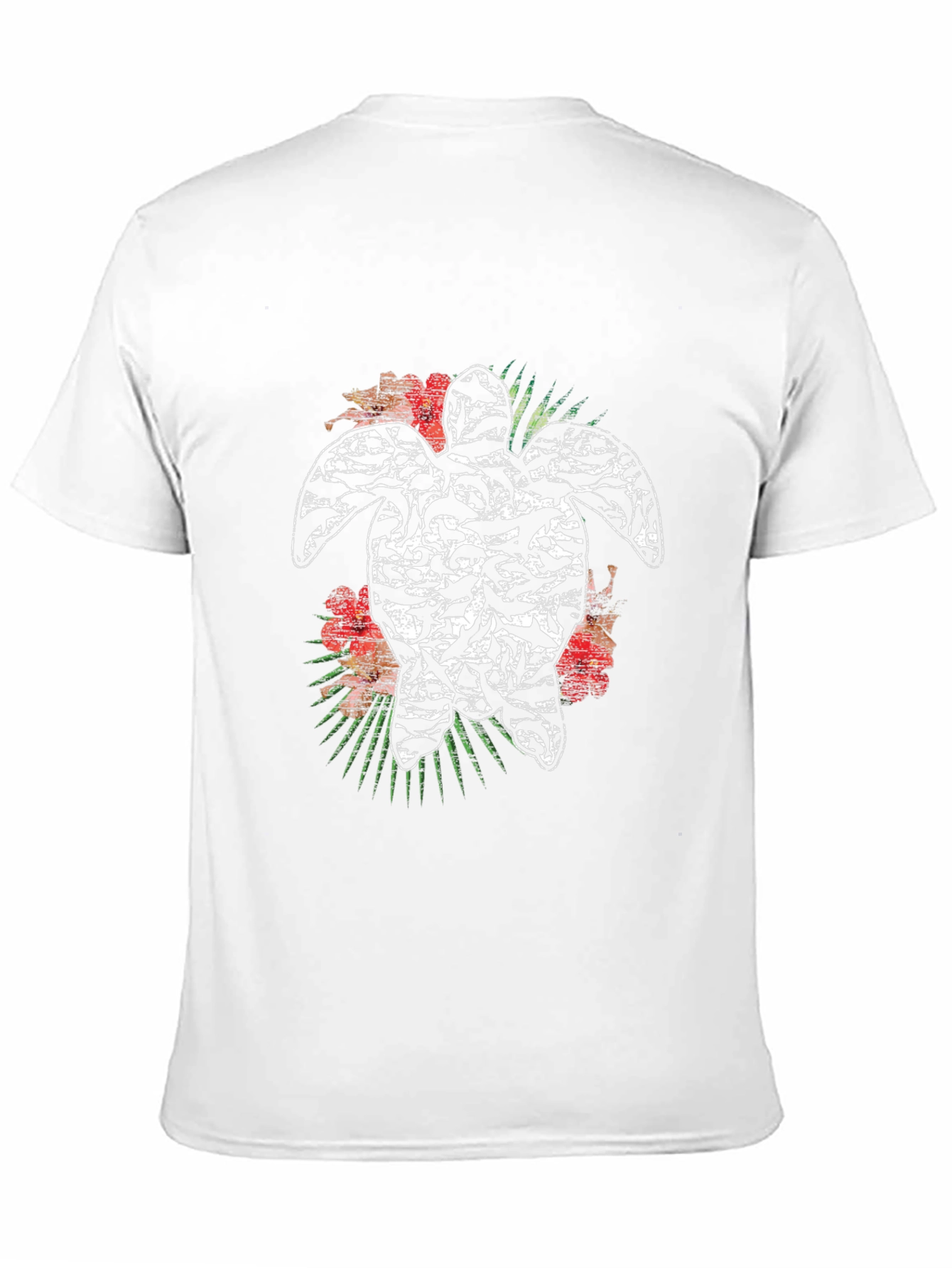 Turtle Hibiscus Mens Black Graphic Tee