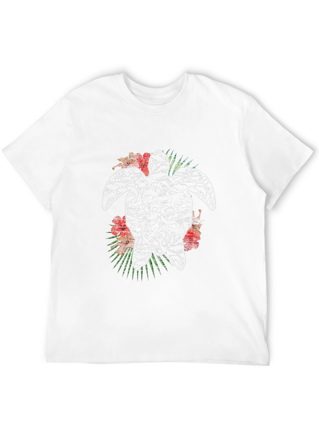 Turtle Hibiscus Mens Black Graphic Tee
