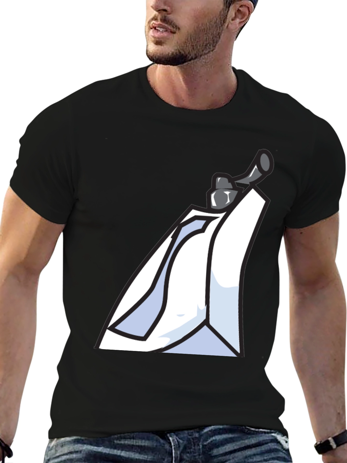 Trendy Black T-shirt with Science Themed Graphic