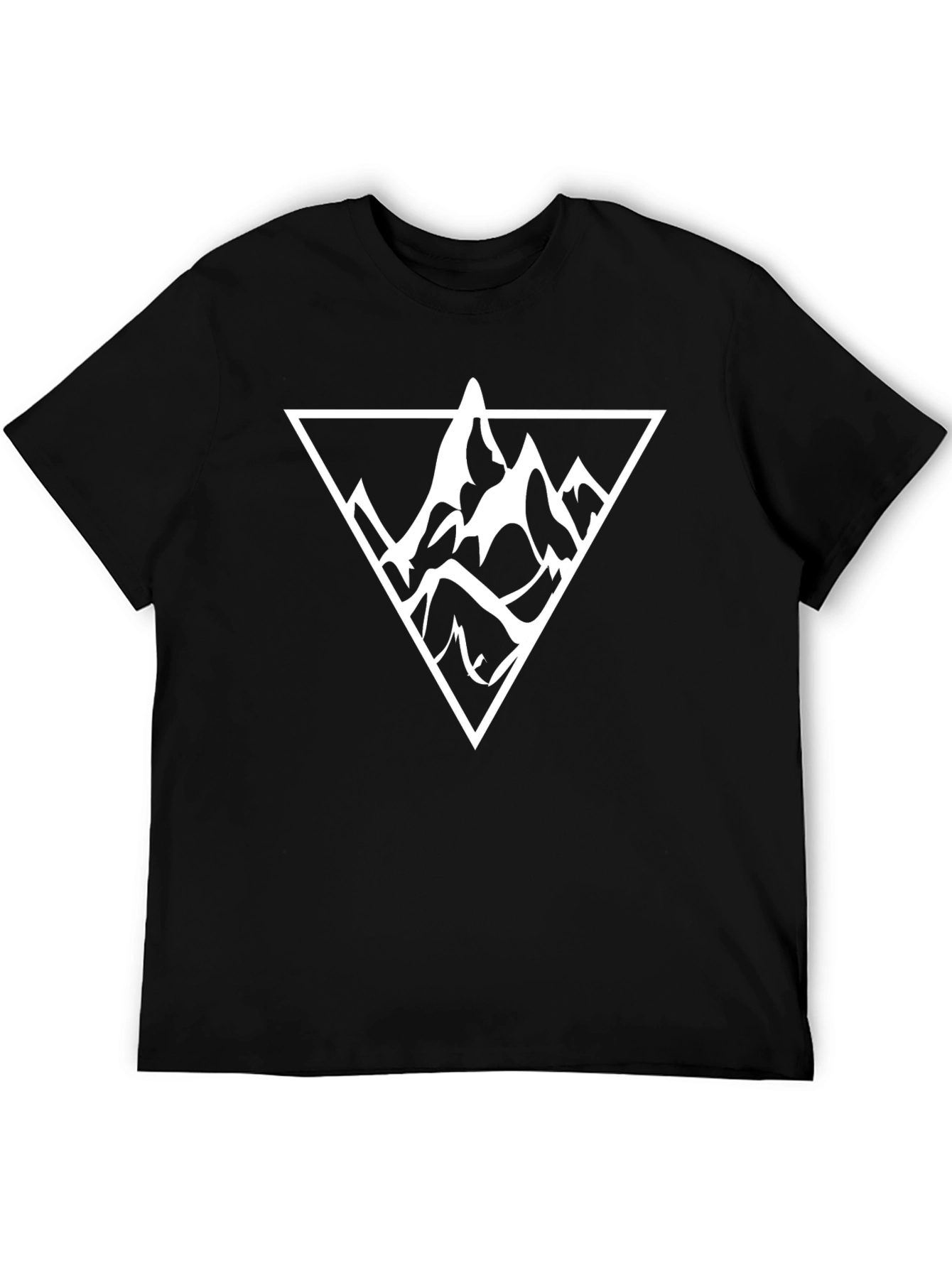 Mountain Triangle Graphic Tee - Black Cotton Casual Wear