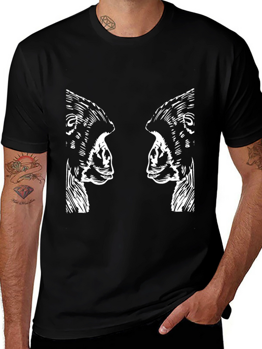 Abstract Gorilla Print Black Graphic Tee