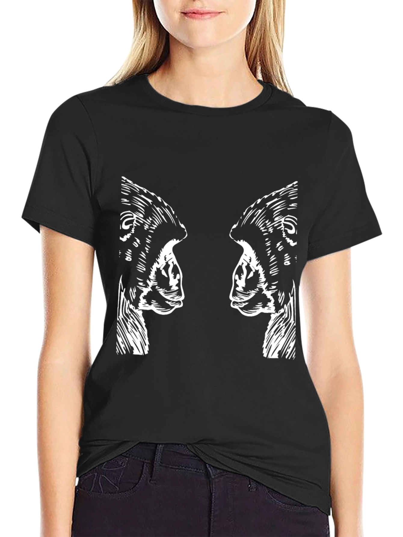 Abstract Gorilla Print Black Graphic Tee