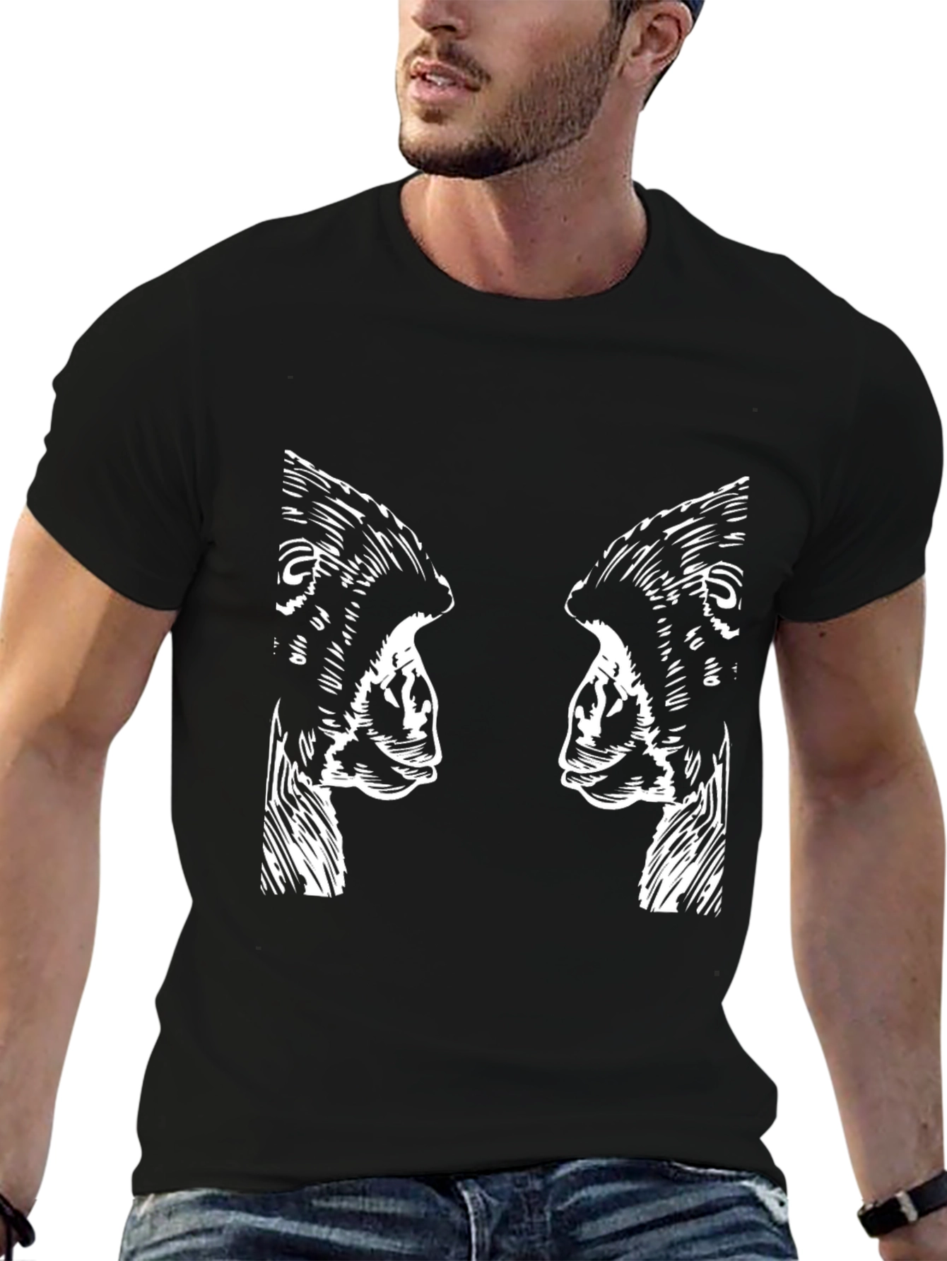 Abstract Gorilla Print Black Graphic Tee
