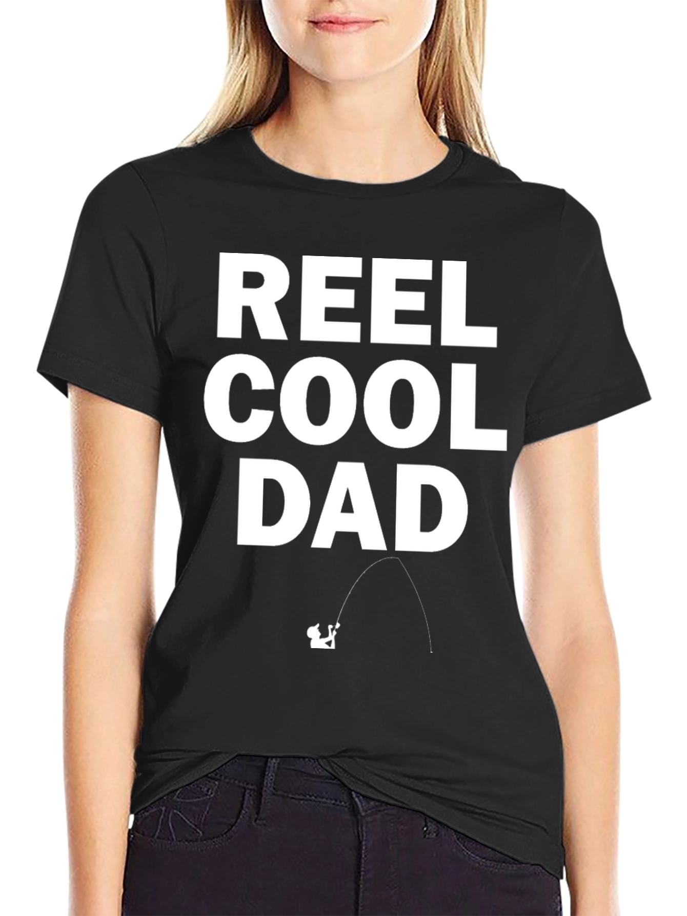Reel Cool Dad Black Graphic T-Shirt