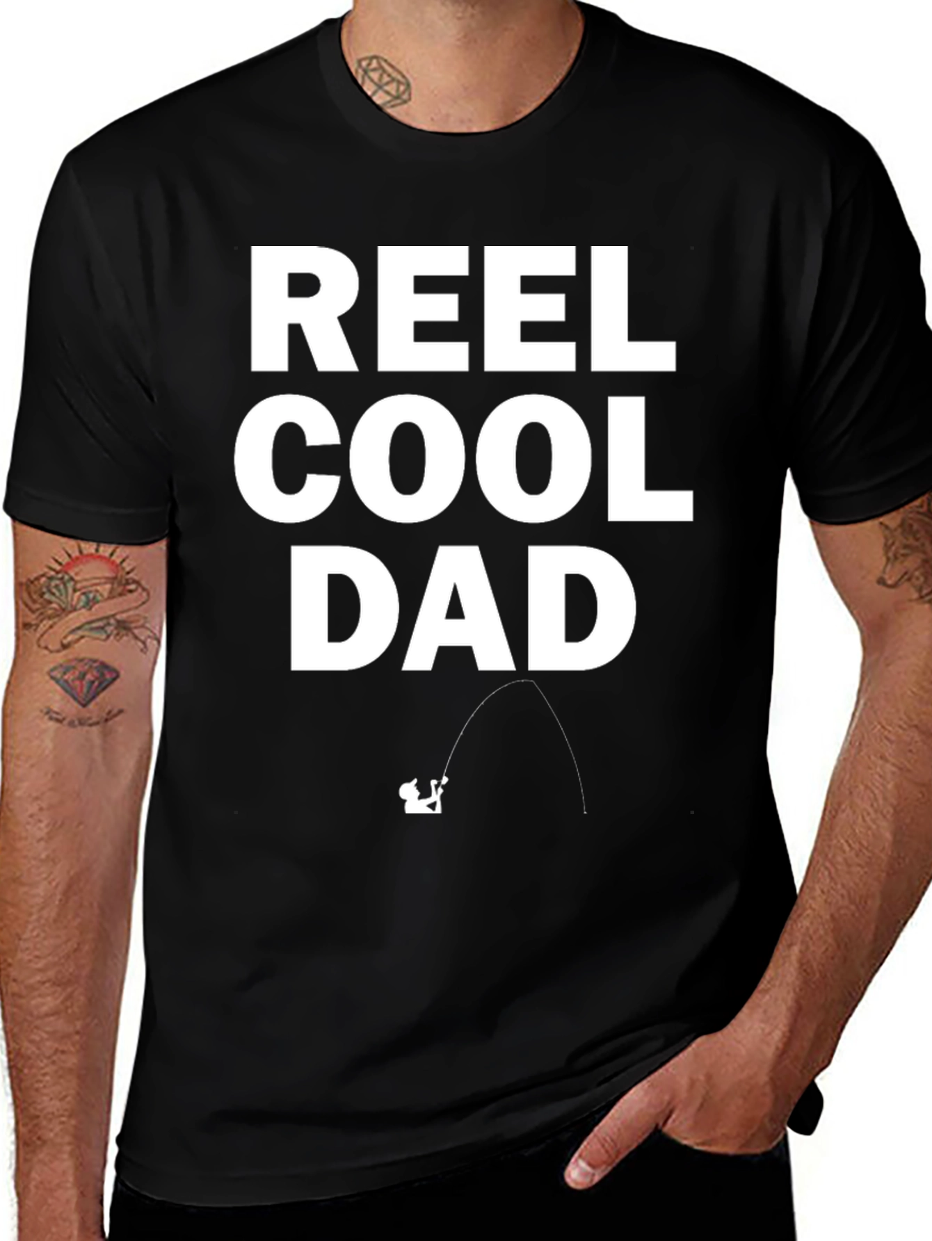 Reel Cool Dad Black Graphic T-Shirt