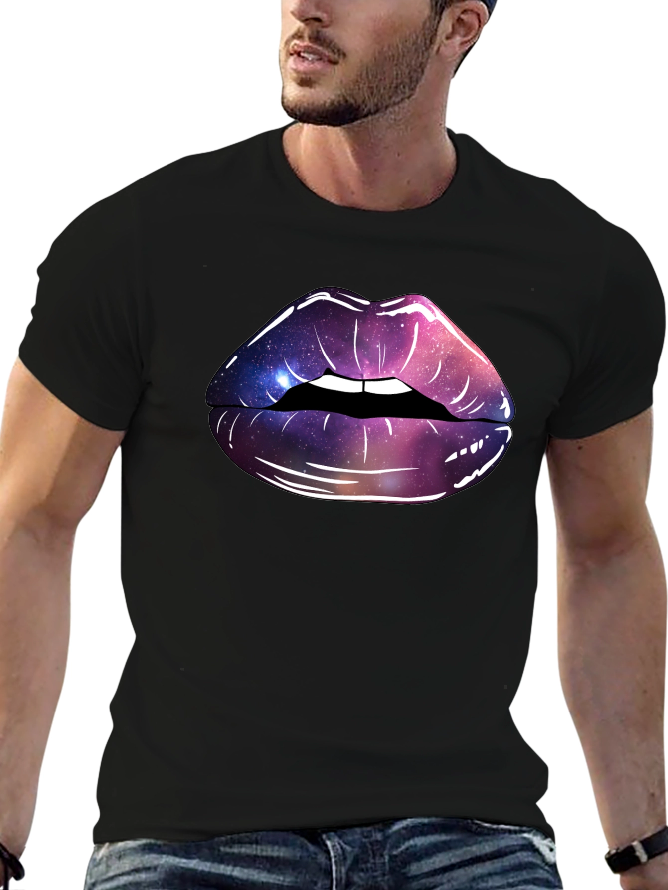 Galaxy Lips Graphic Tee - Black Unisex T-Shirt