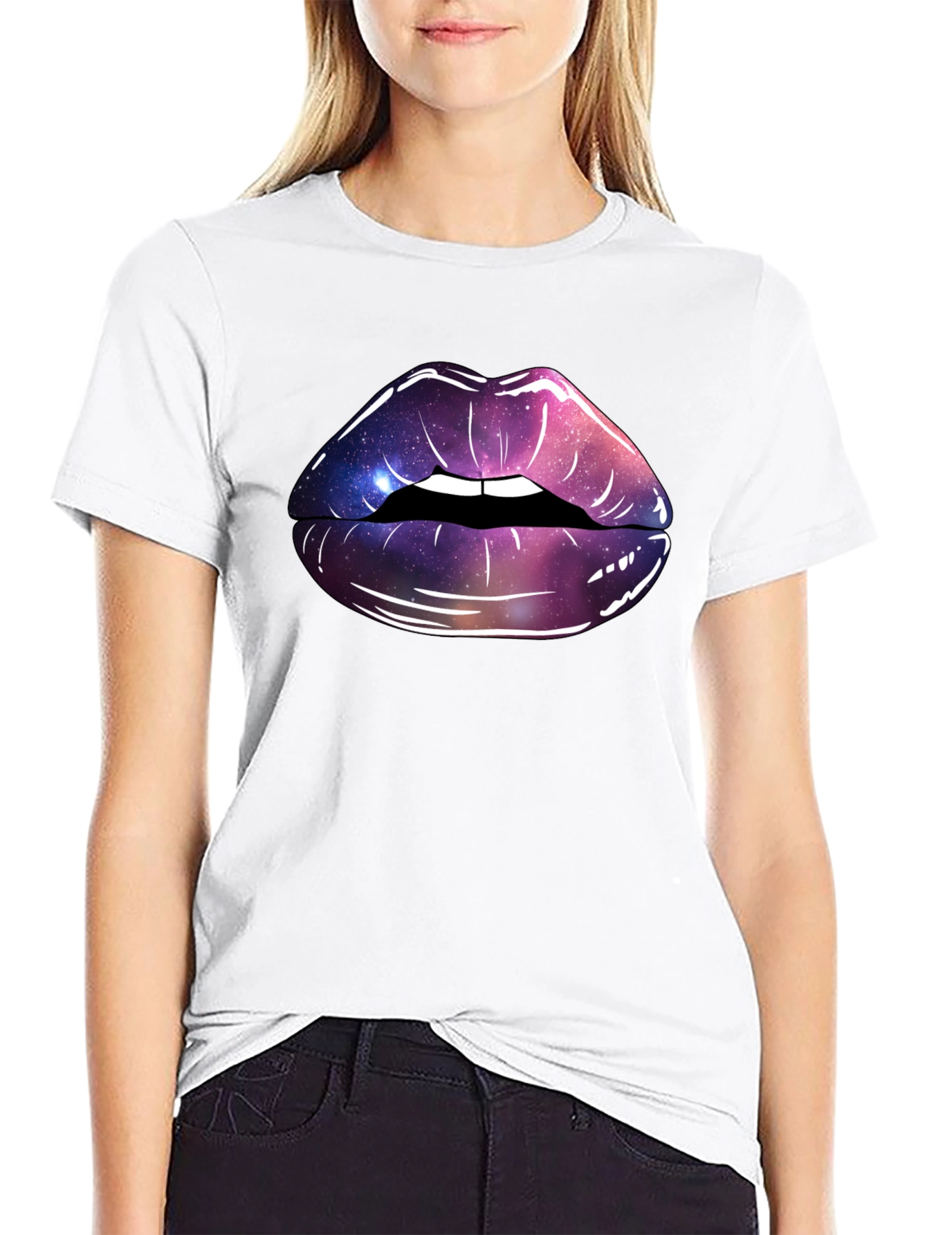 Galaxy Lips Graphic Tee - Black Unisex T-Shirt