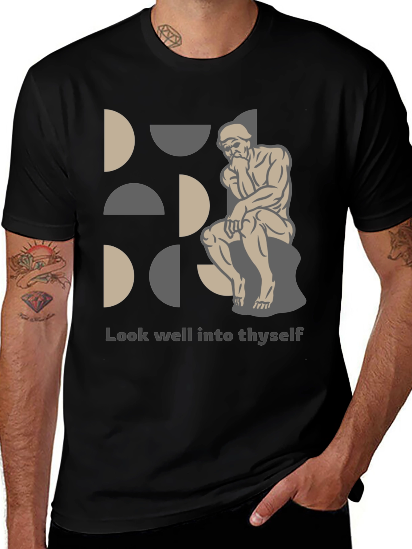 Philosophical Graphic Tee - Look Well Into Thyself