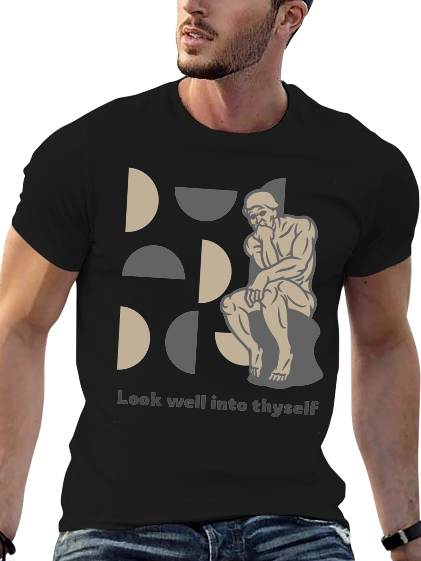 Philosophical Graphic Tee - Look Well Into Thyself
