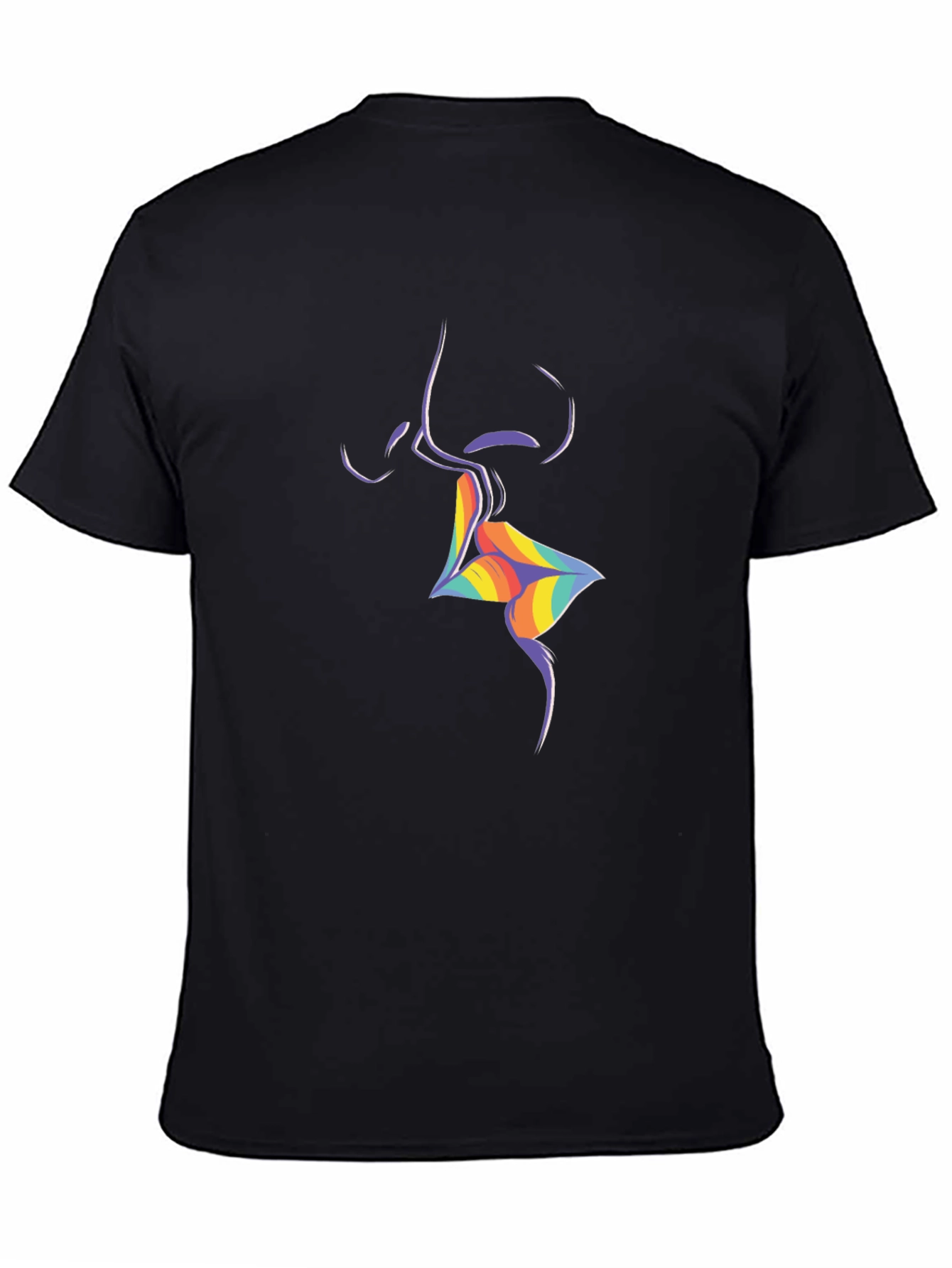 Rainbow Lips Graphic Black T-Shirt
