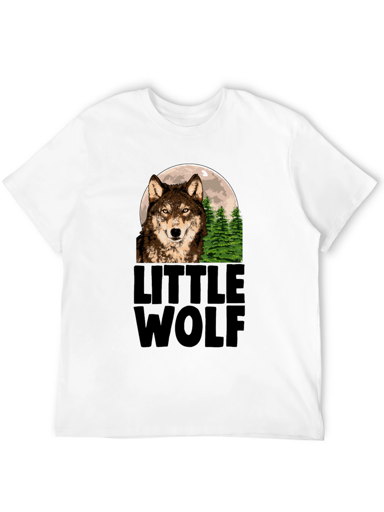 Little Wolf Graphic Print Black T-Shirt