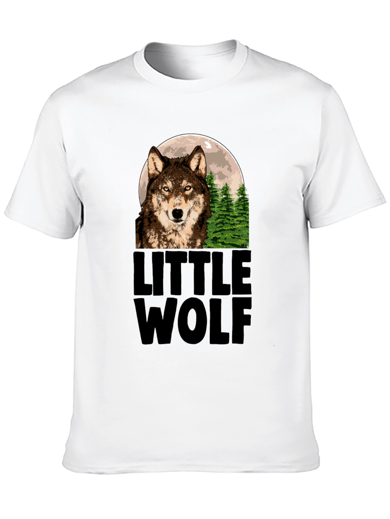 Little Wolf Graphic Print Black T-Shirt