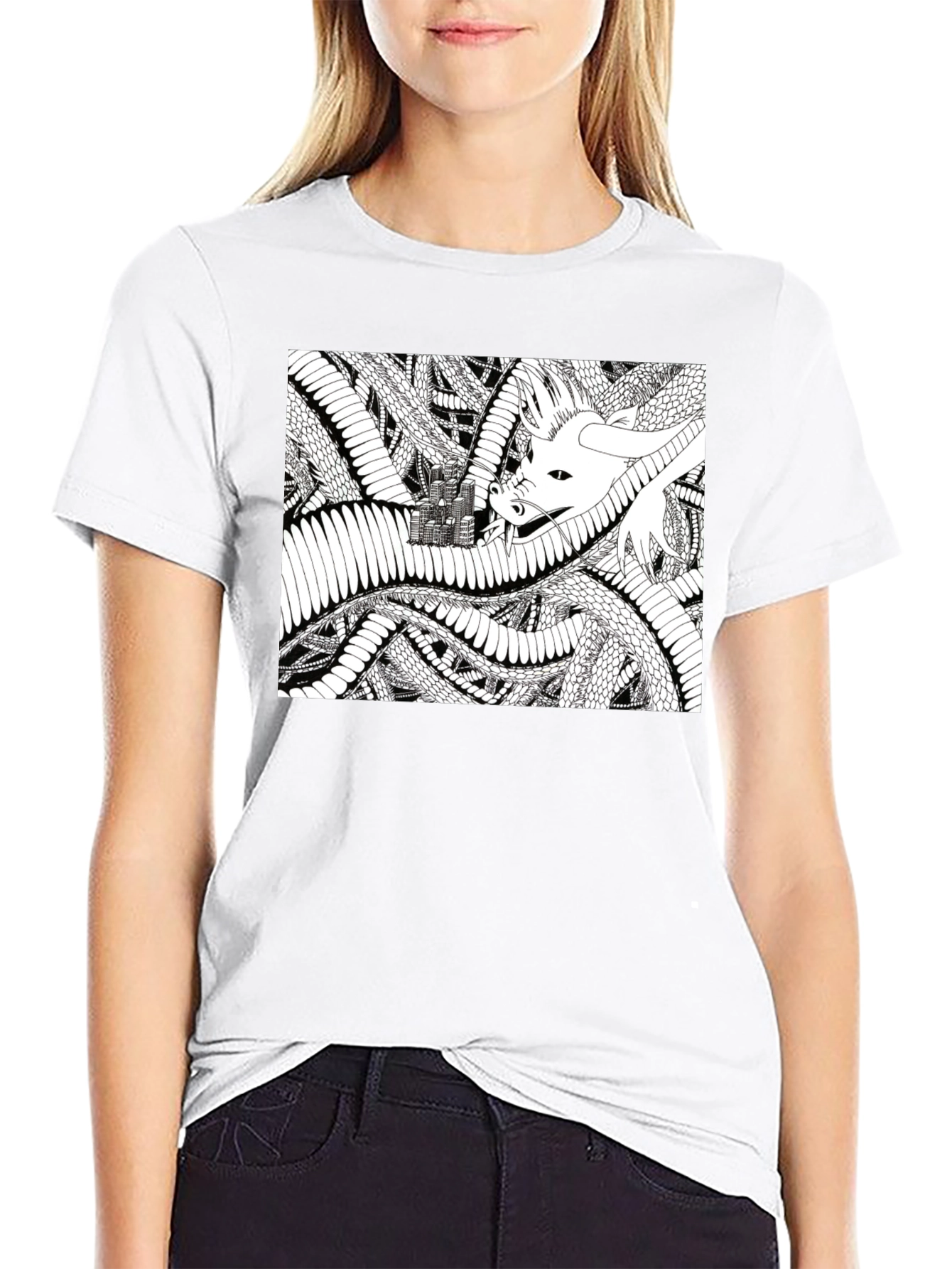 Dragon Castle Graphic Tee - Black Cotton T-Shirt