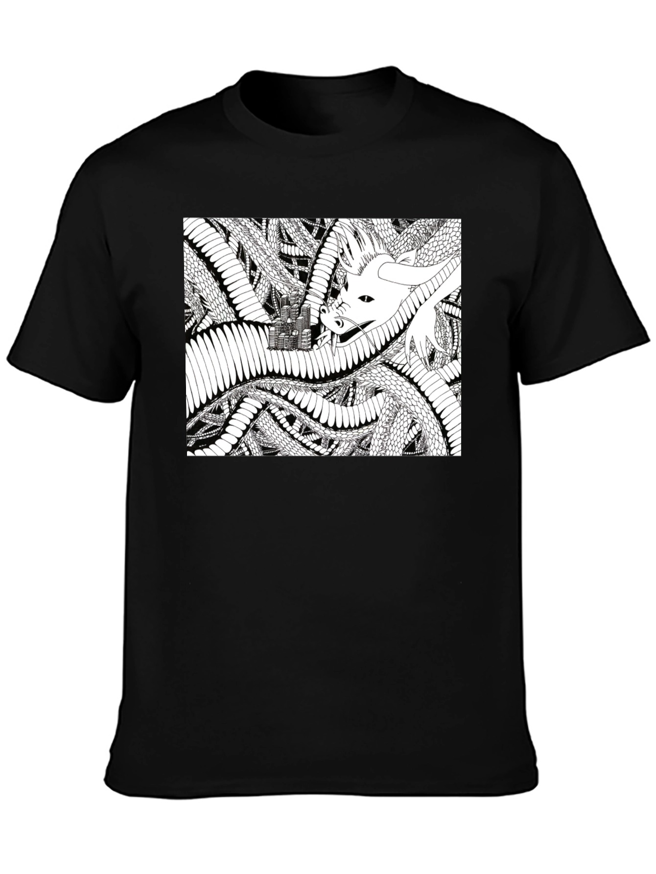 Dragon Castle Graphic Tee - Black Cotton T-Shirt