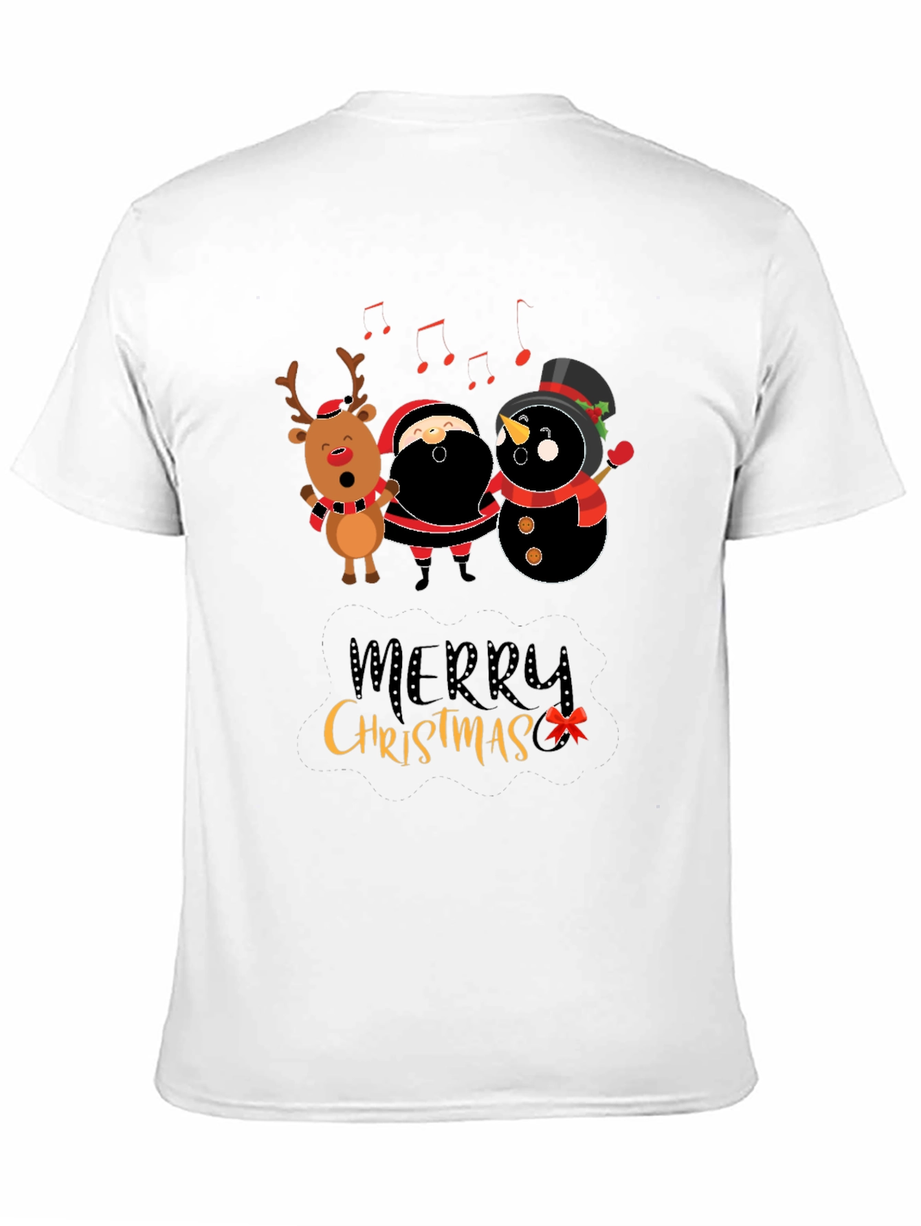 Merry Christmas Graphic Tee - Santa Reindeer Snowman