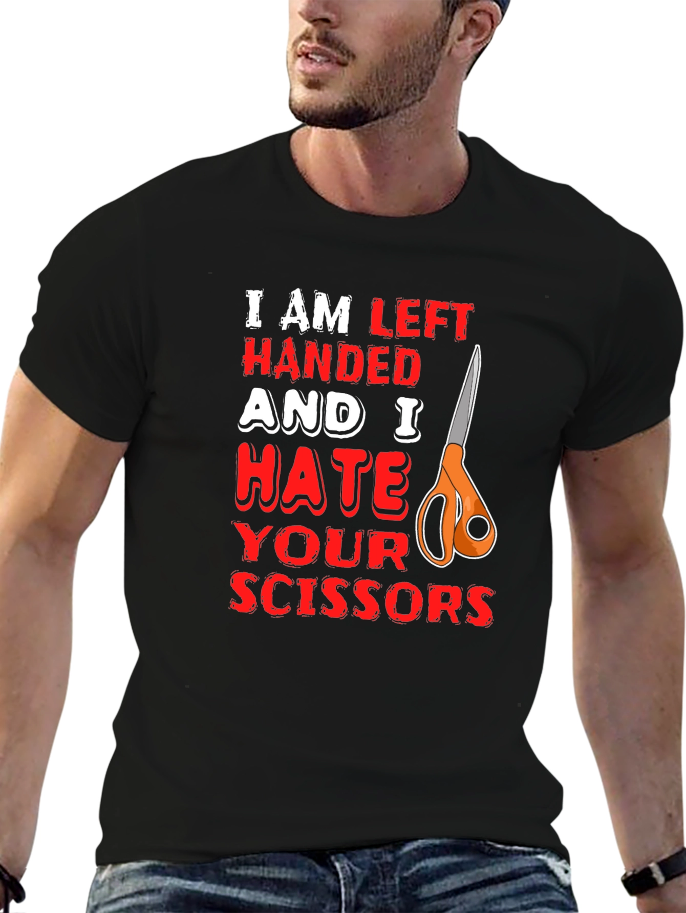 Left Handed Hate Scissors Graphic T-Shirt